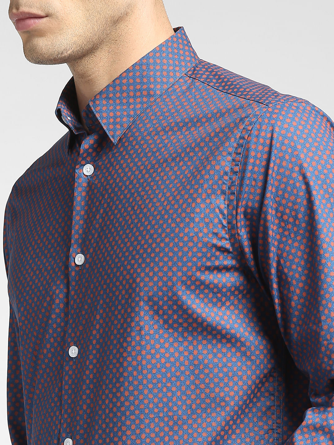 Blue All Over Print Full Sleeves Shirt