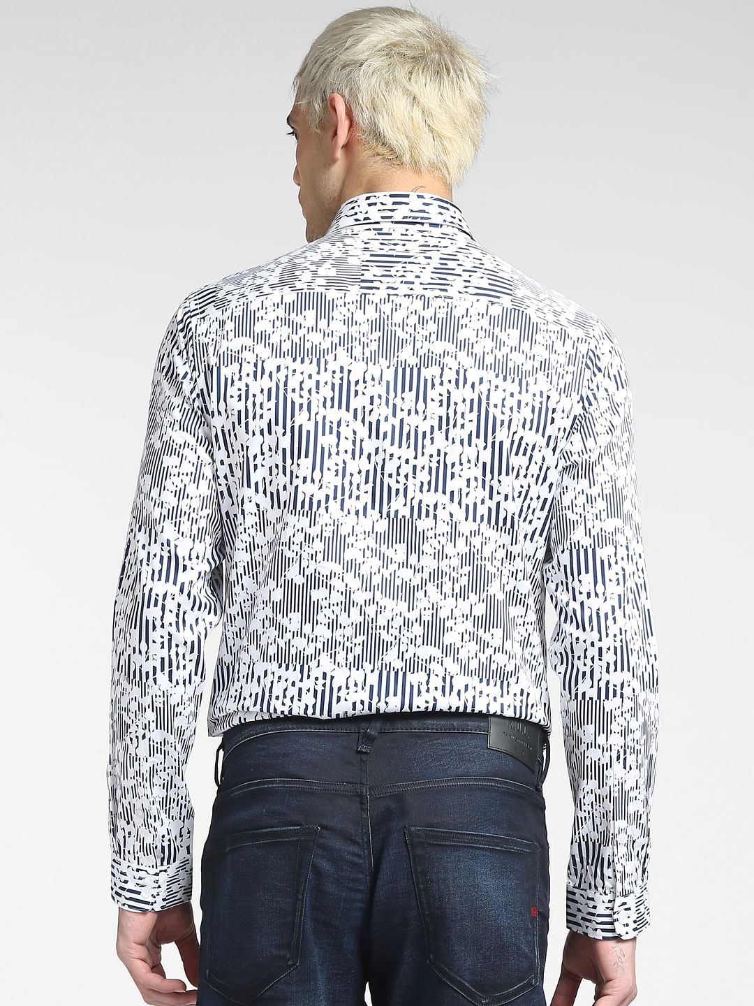 Blue Floral Print Full Sleeves Shirt