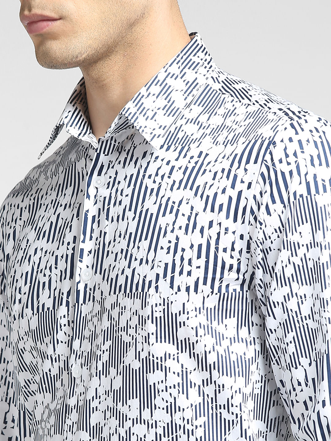 Blue Floral Print Full Sleeves Shirt