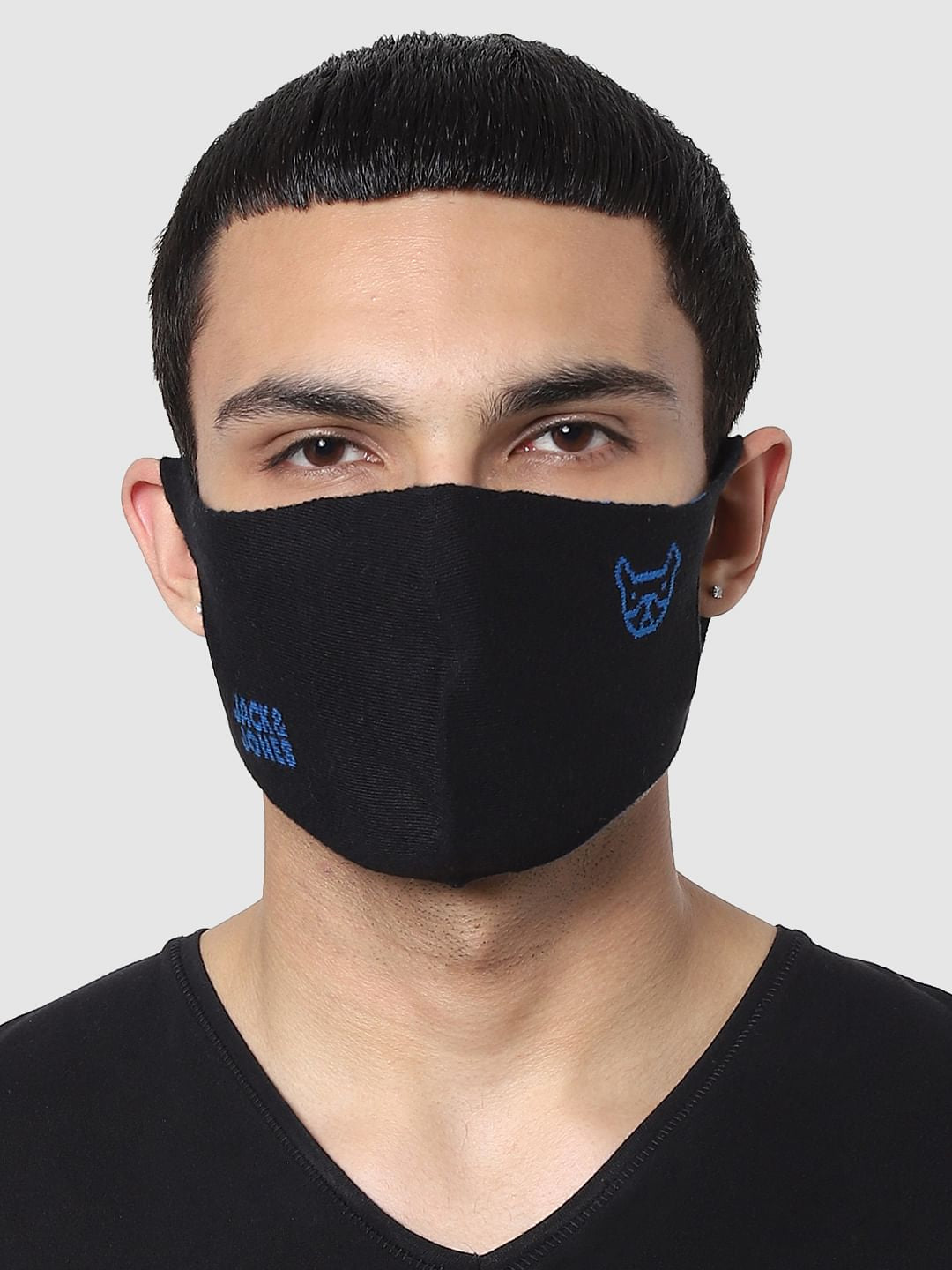 PACK OF 3 BLACK LOGO PRINT SEAMLESS 2 PLY MASK - ONE