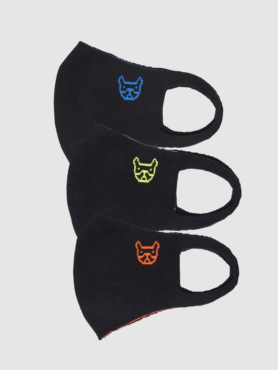 PACK OF 3 BLACK LOGO PRINT SEAMLESS 2 PLY MASK
