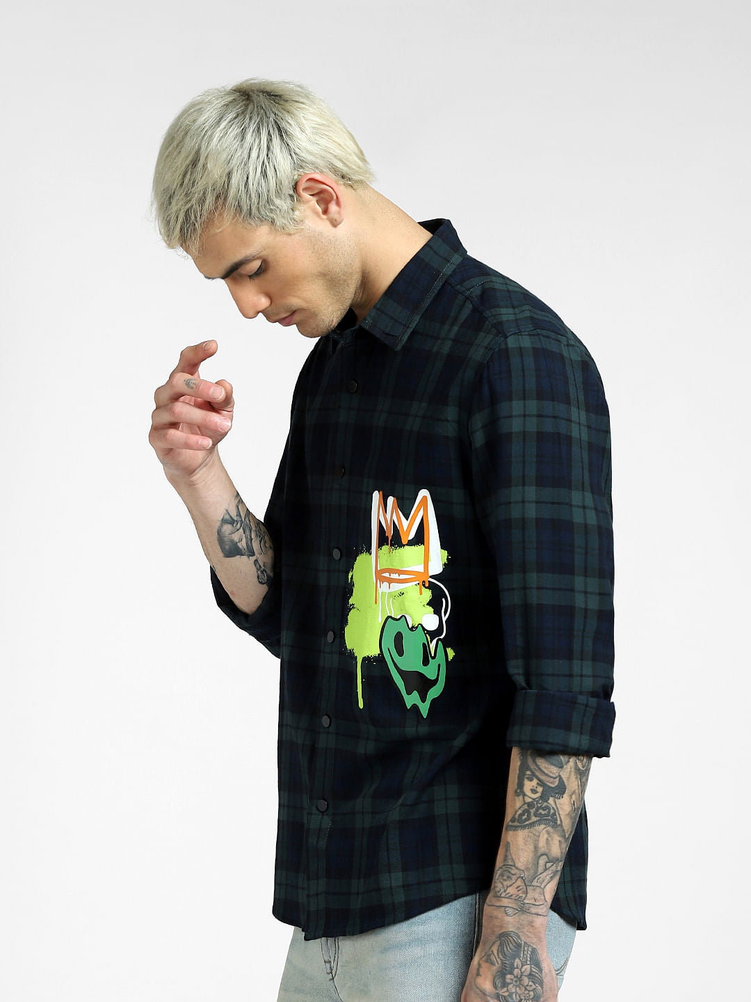 Green Check Full Sleeves Shirt