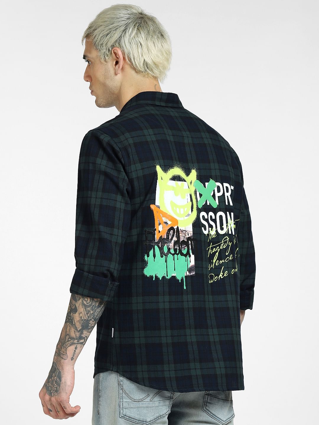 Green Check Full Sleeves Shirt