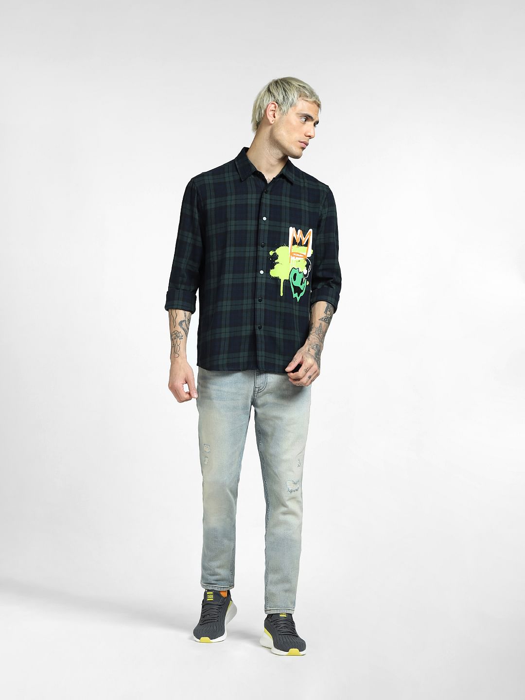 Green Check Full Sleeves Shirt