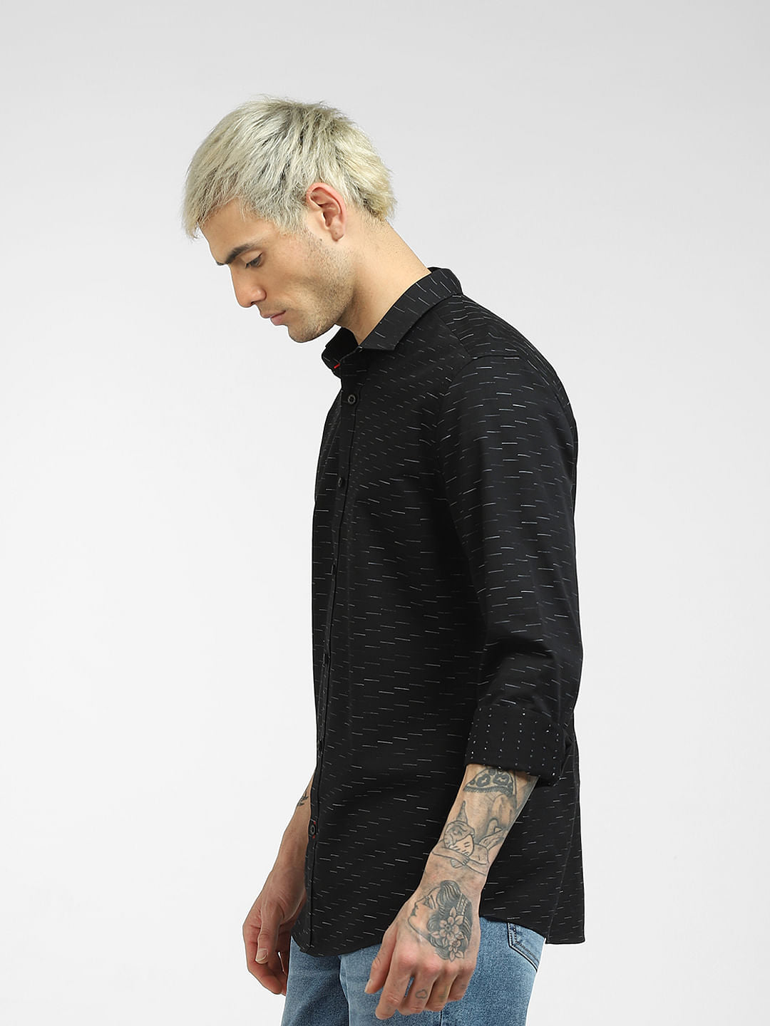 Black Printed Full Sleeves Shirt