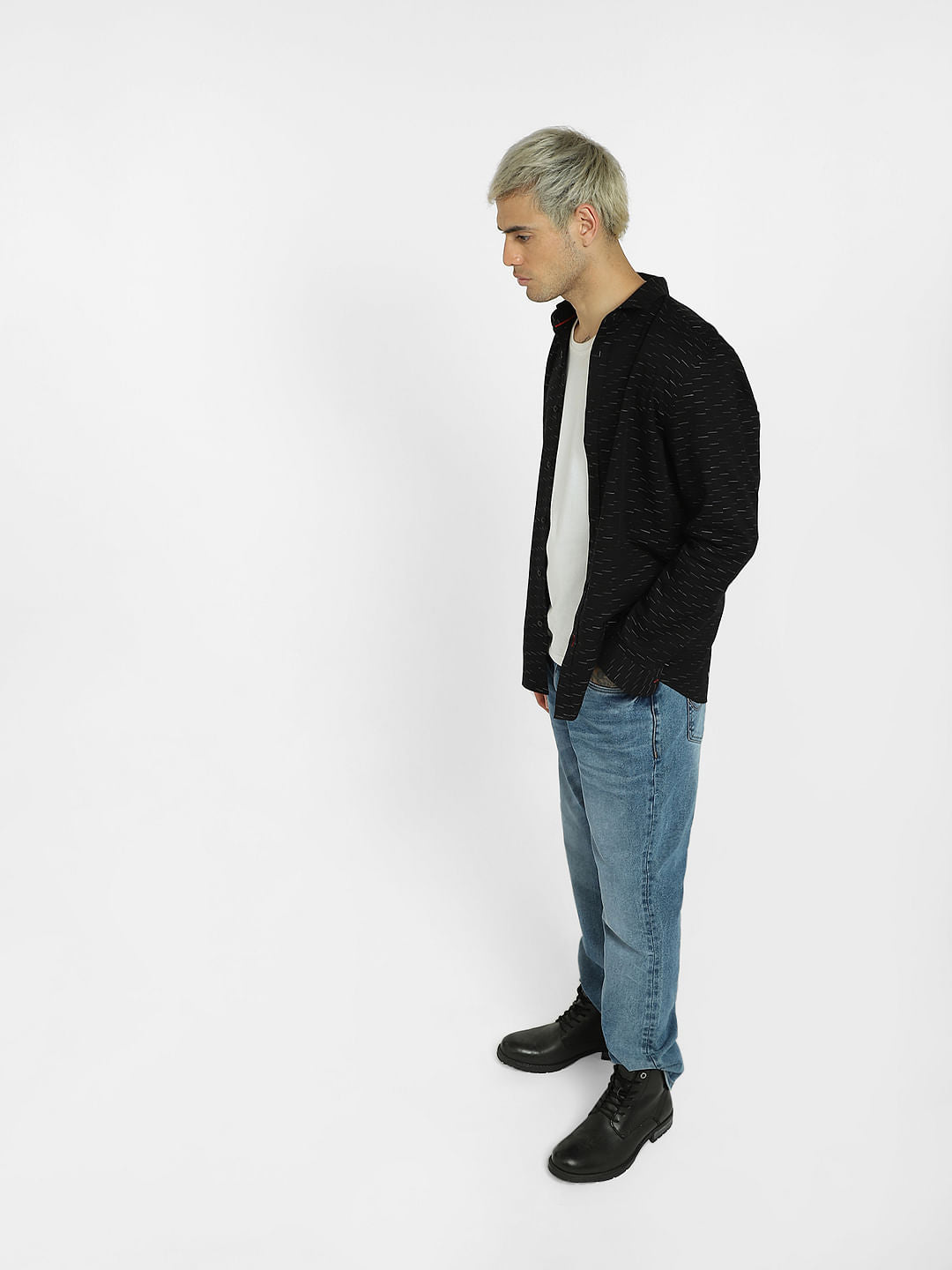 Black Printed Full Sleeves Shirt