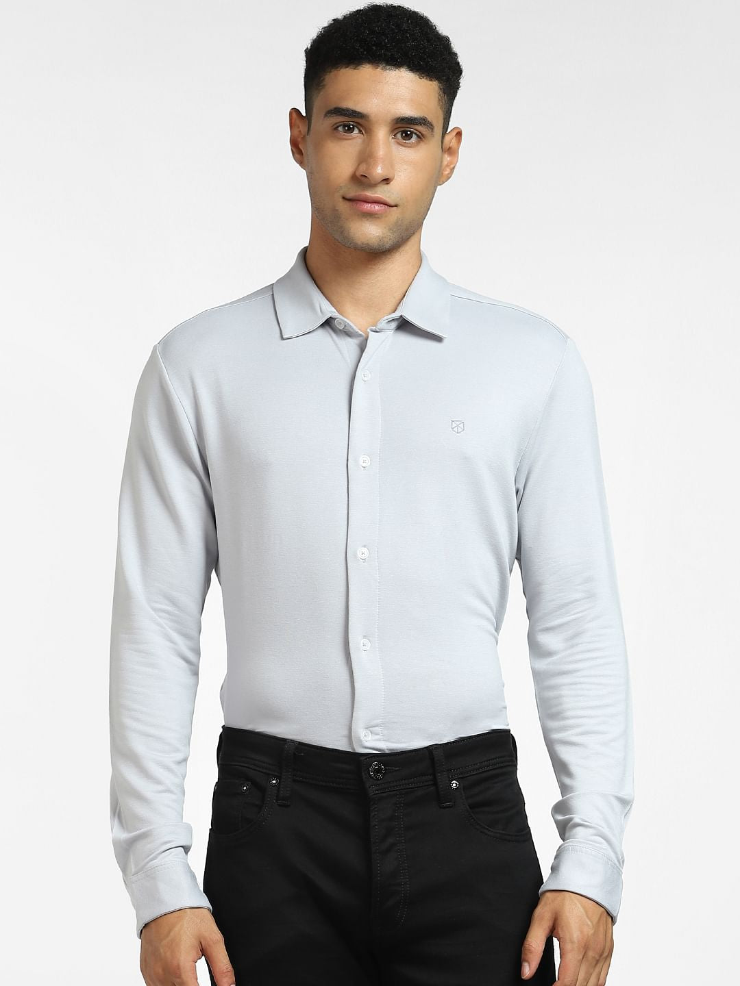 Grey Knit Full Sleeves Shirt