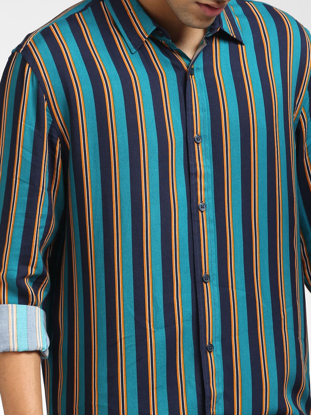 Blue Vertical Stripe Full Sleeves Shirt