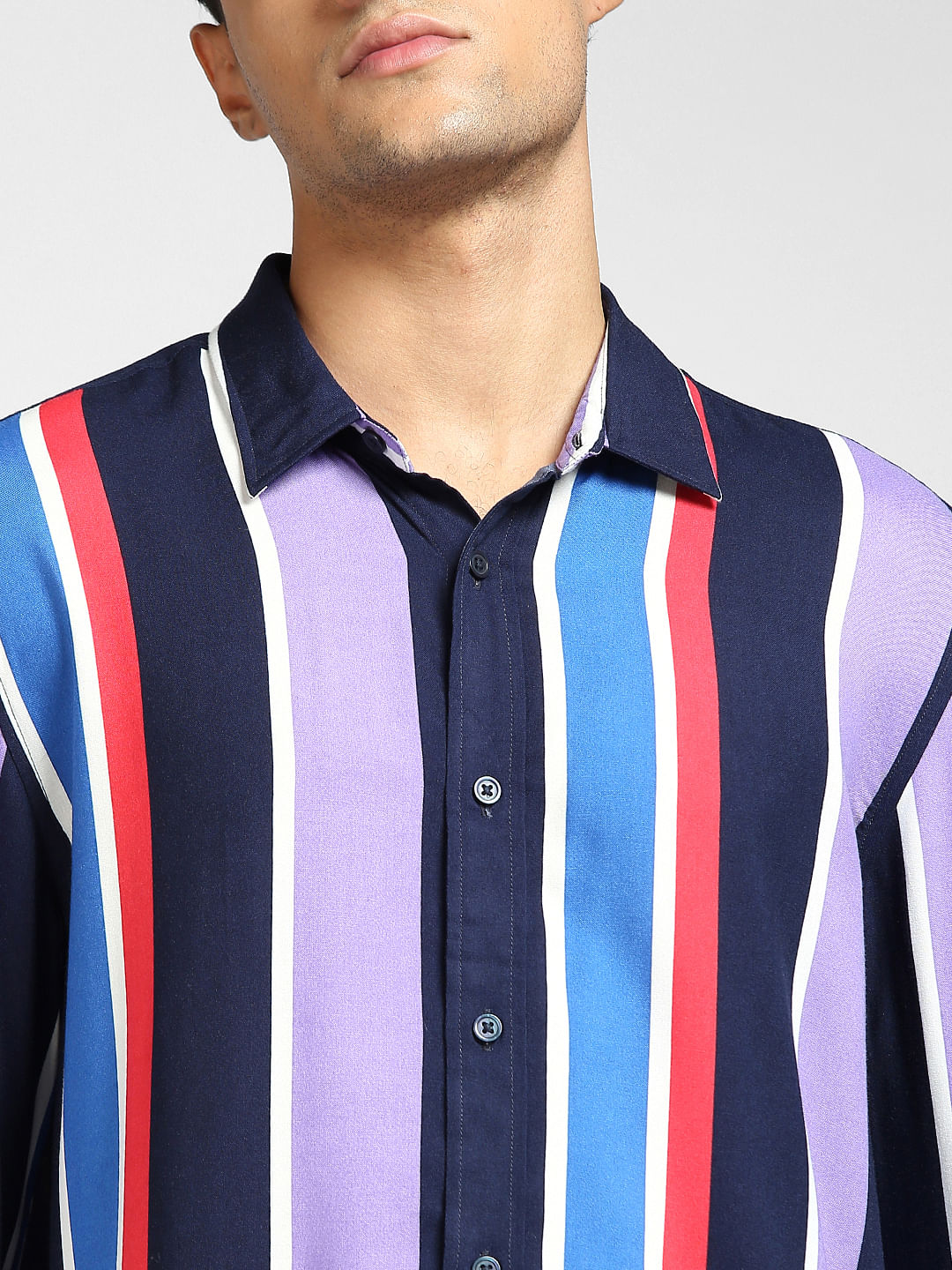 Purple Vertical Stripe Full Sleeves Shirt
