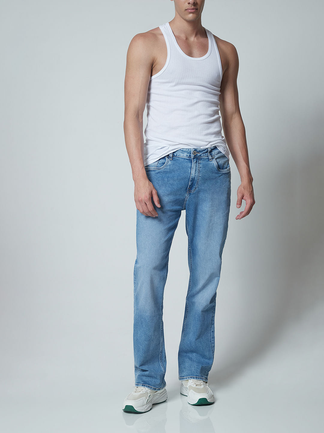 JACK&JONES LIGHT BLUE High RISE BOOTCUT JEANS