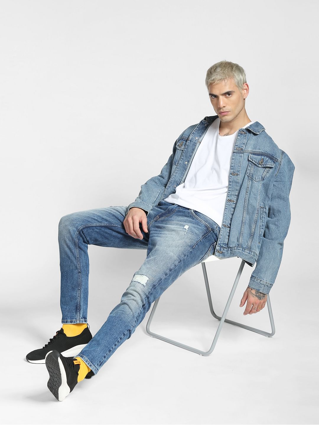Blue Low Rise Glenn Slim Ripped Jeans - 28/30