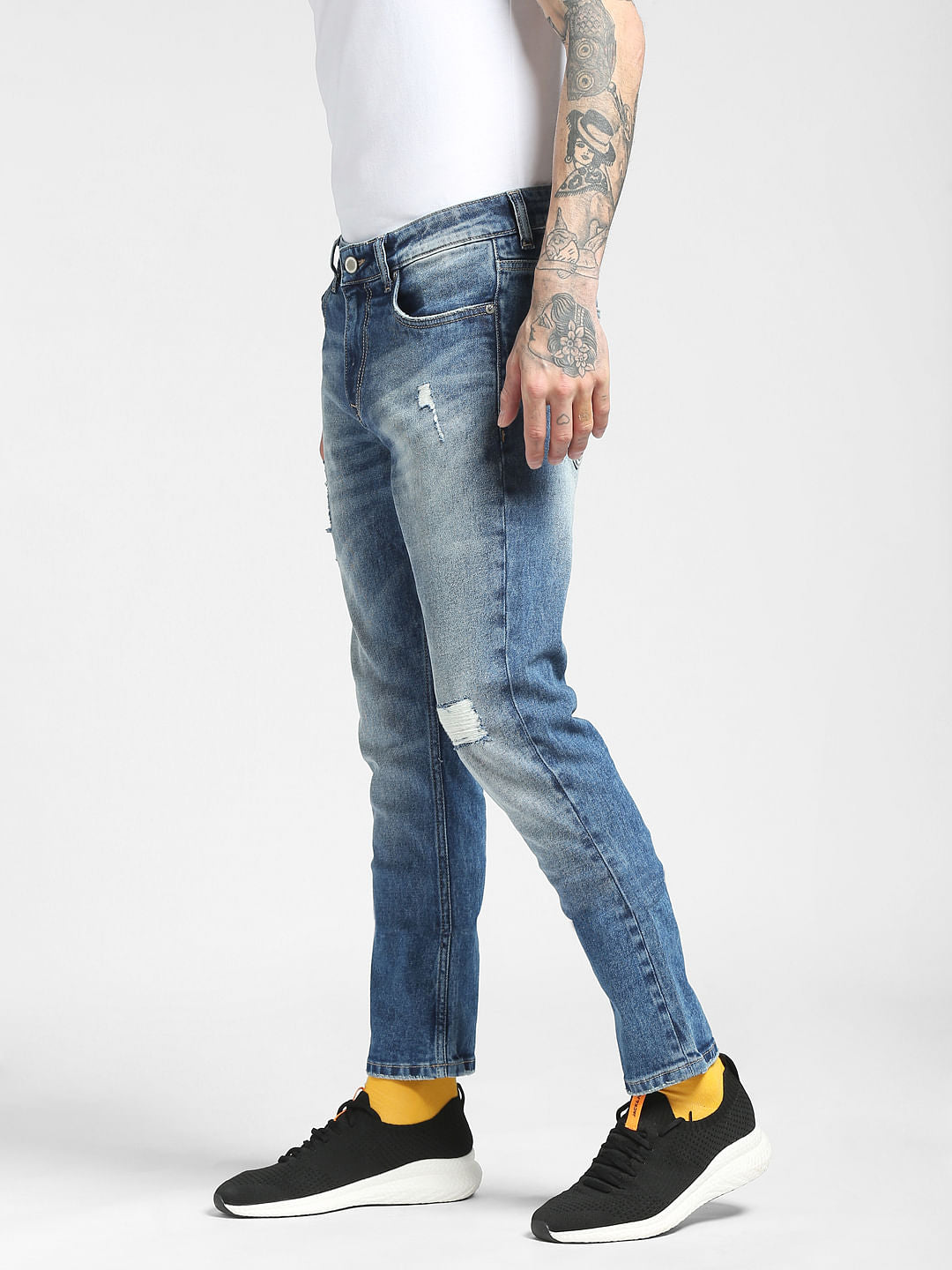 Blue Low Rise Glenn Slim Ripped Jeans