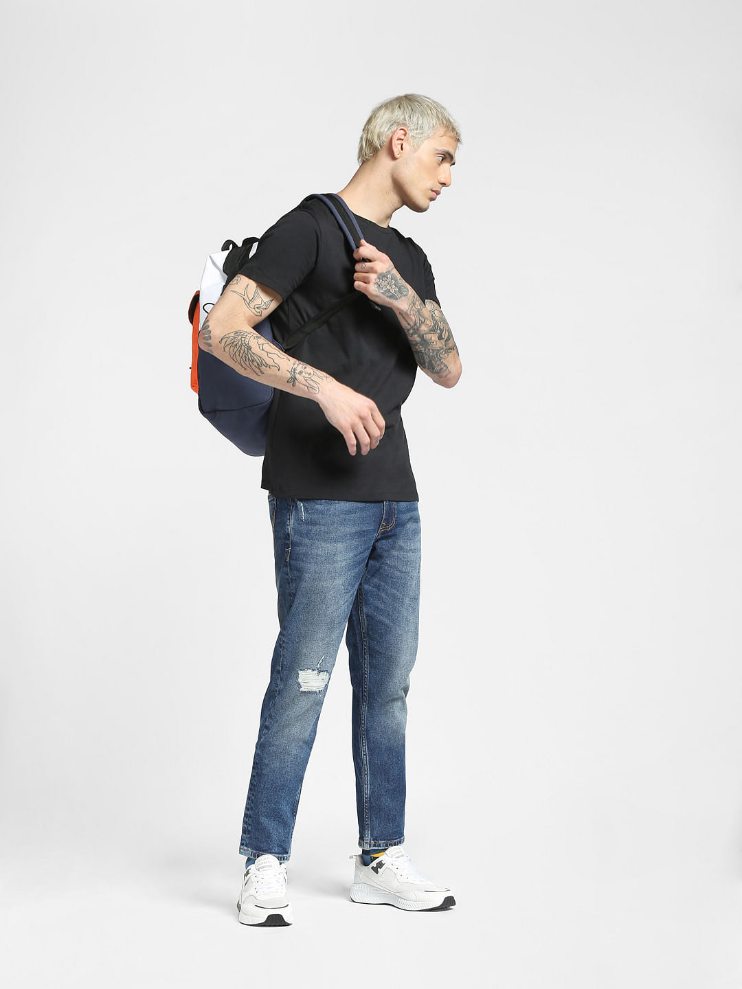 Blue Low Rise Glenn Slim Ripped Jeans