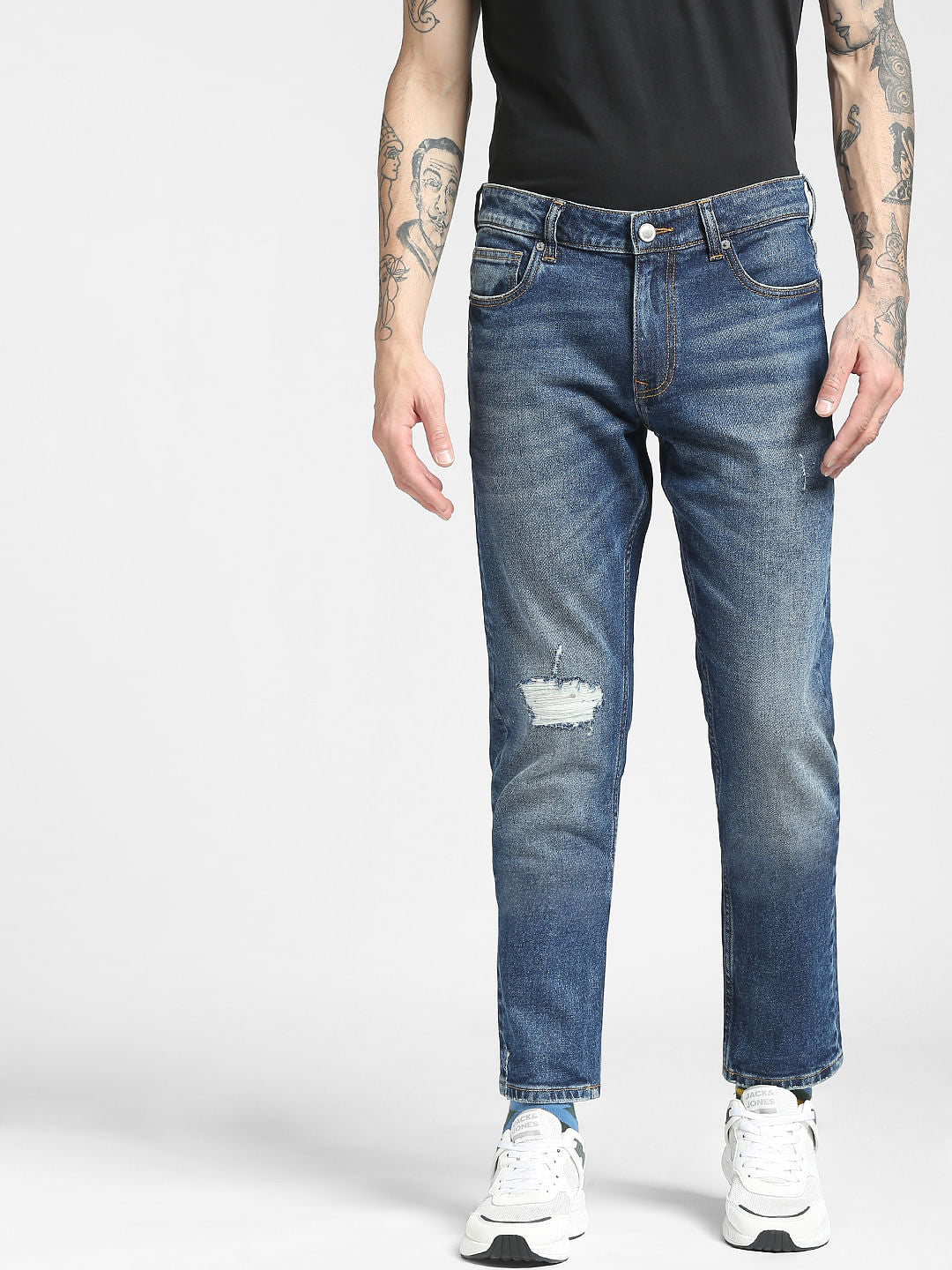 Blue Low Rise Glenn Slim Ripped Jeans