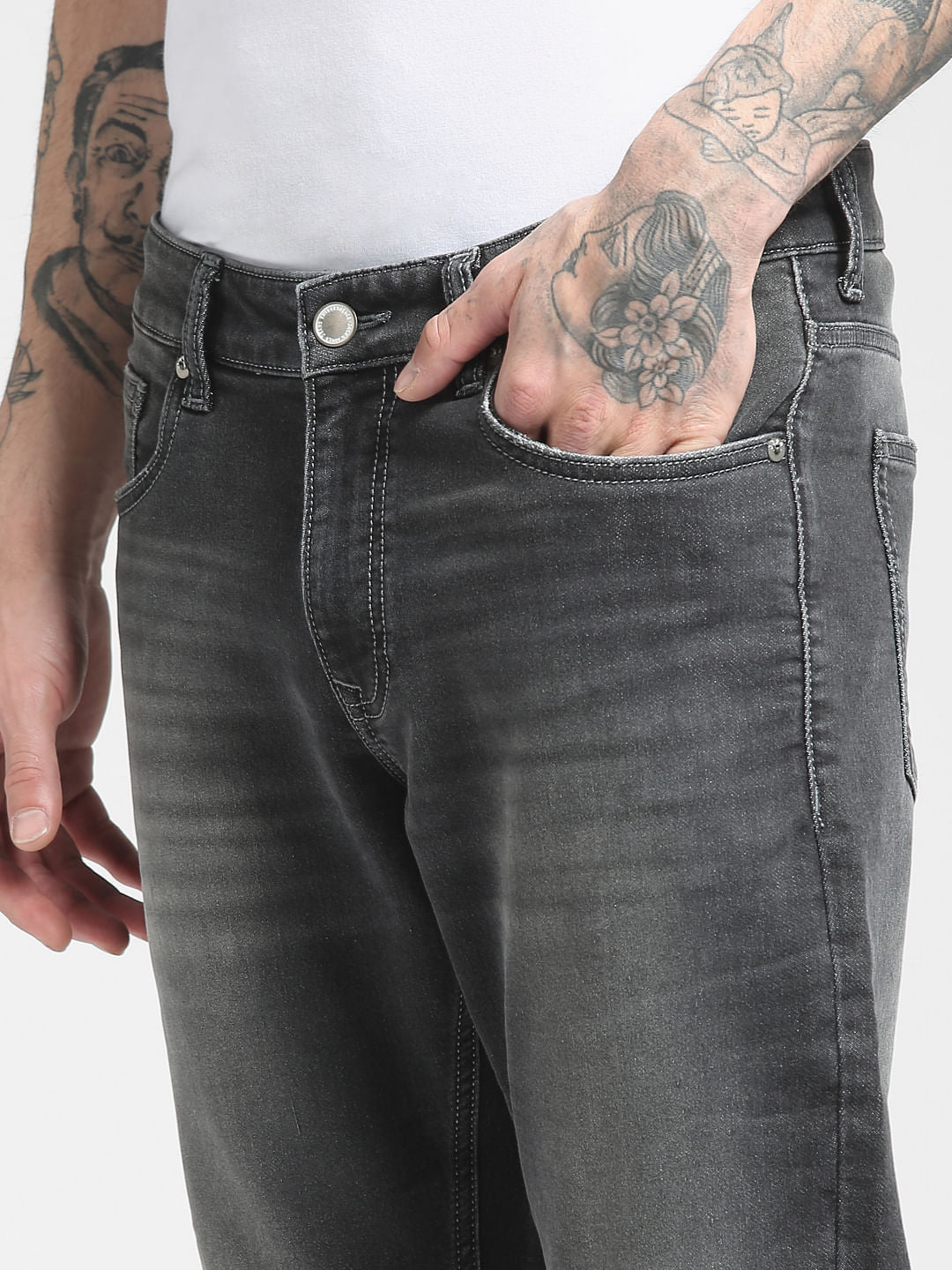 Grey Low Rise Glenn Slim Jeans