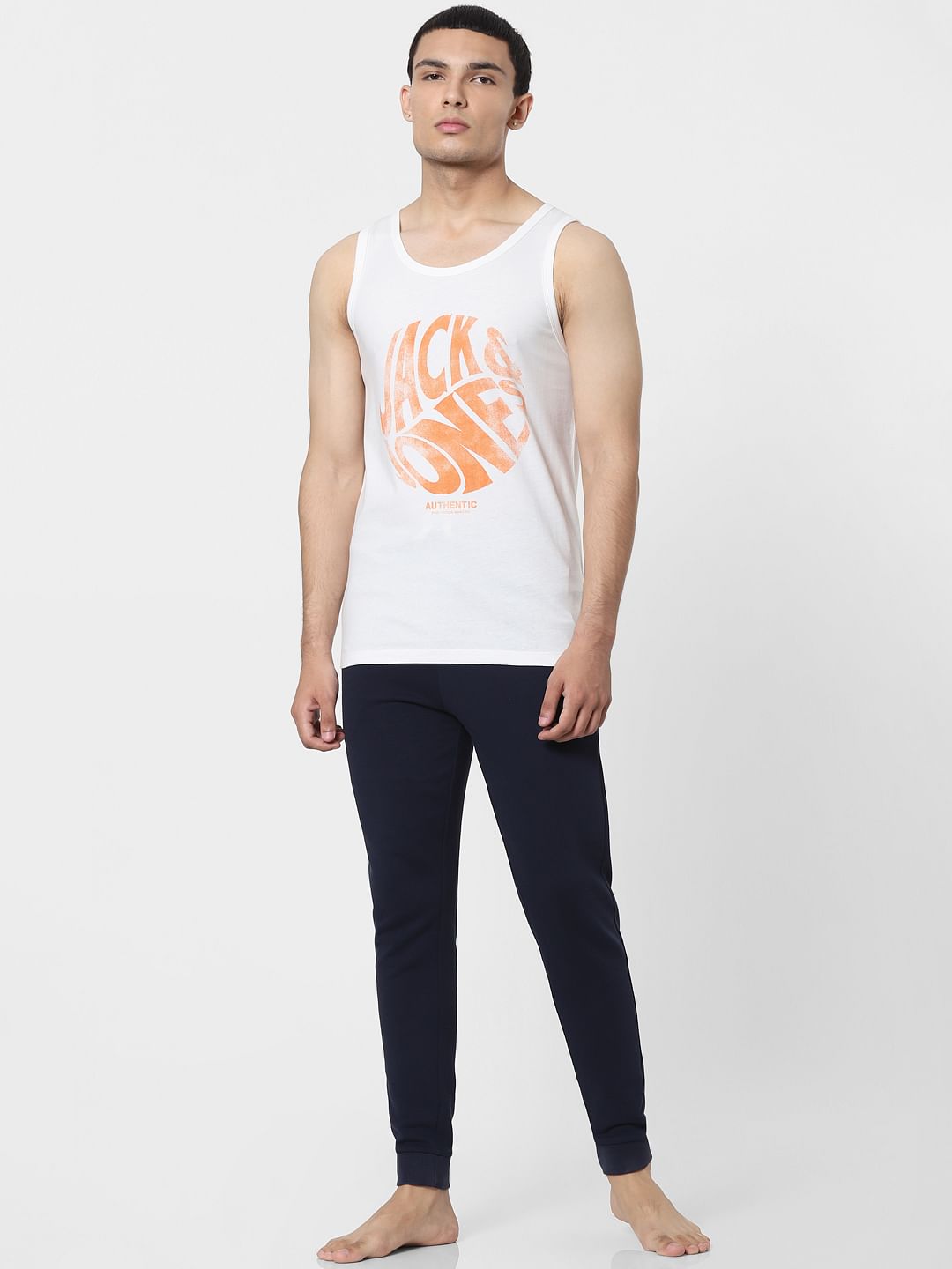 White Logo Print Vest - S