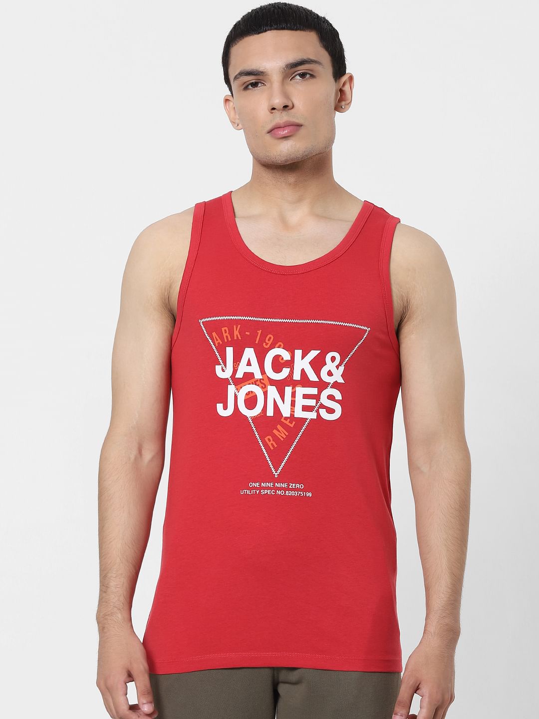 Red Logo Print Vest