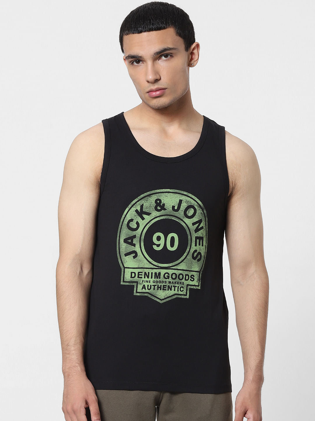 Black Logo Print Vest