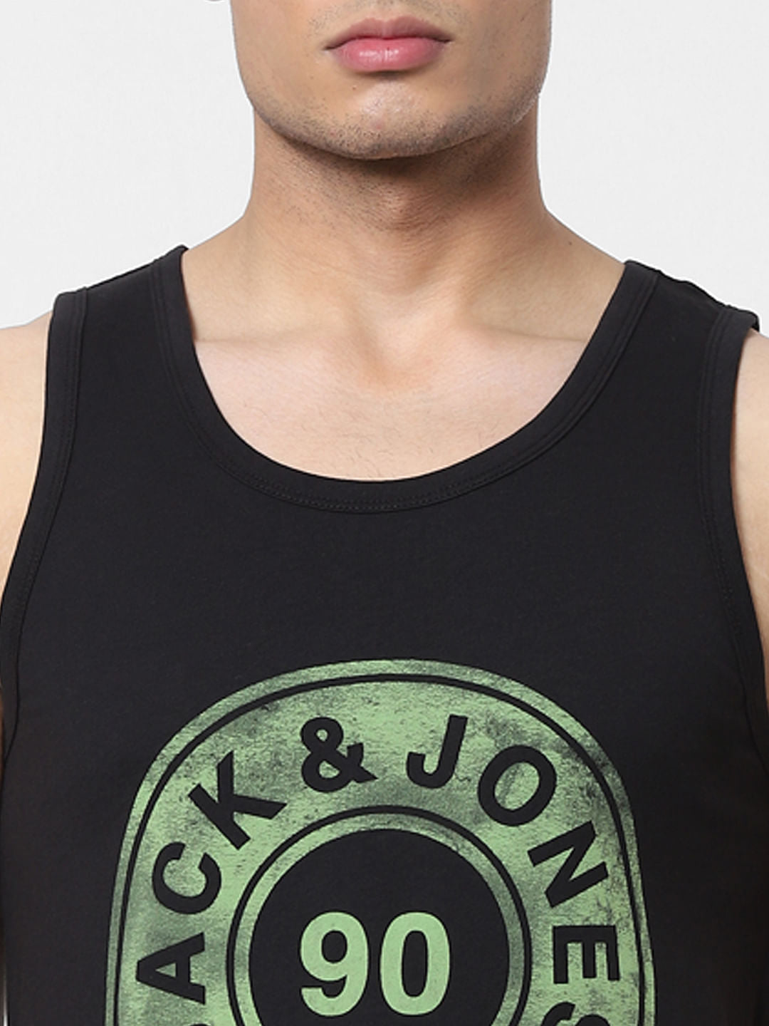 Black Logo Print Vest