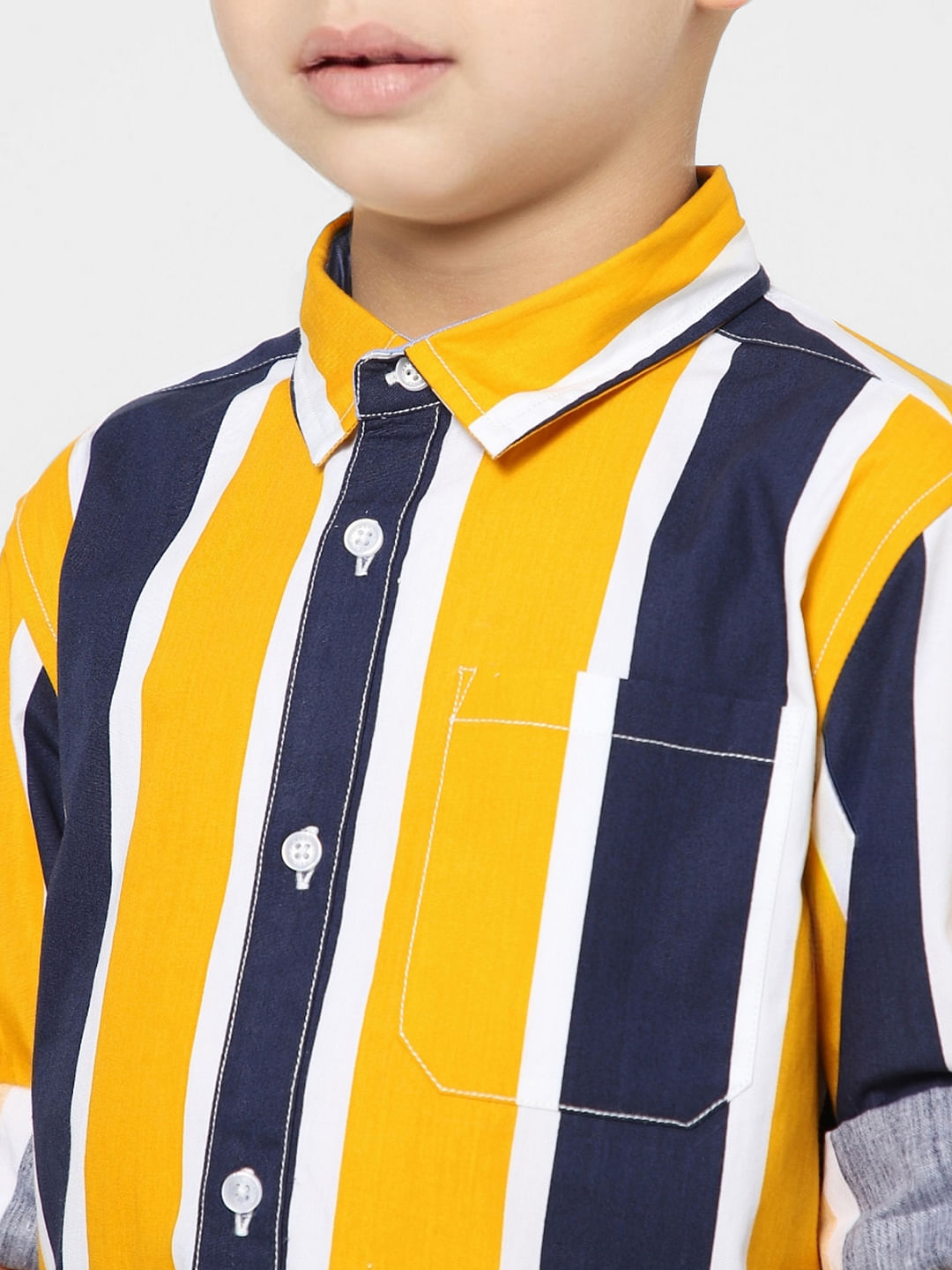 Boys Blue Striped Full Sleeves Shirt