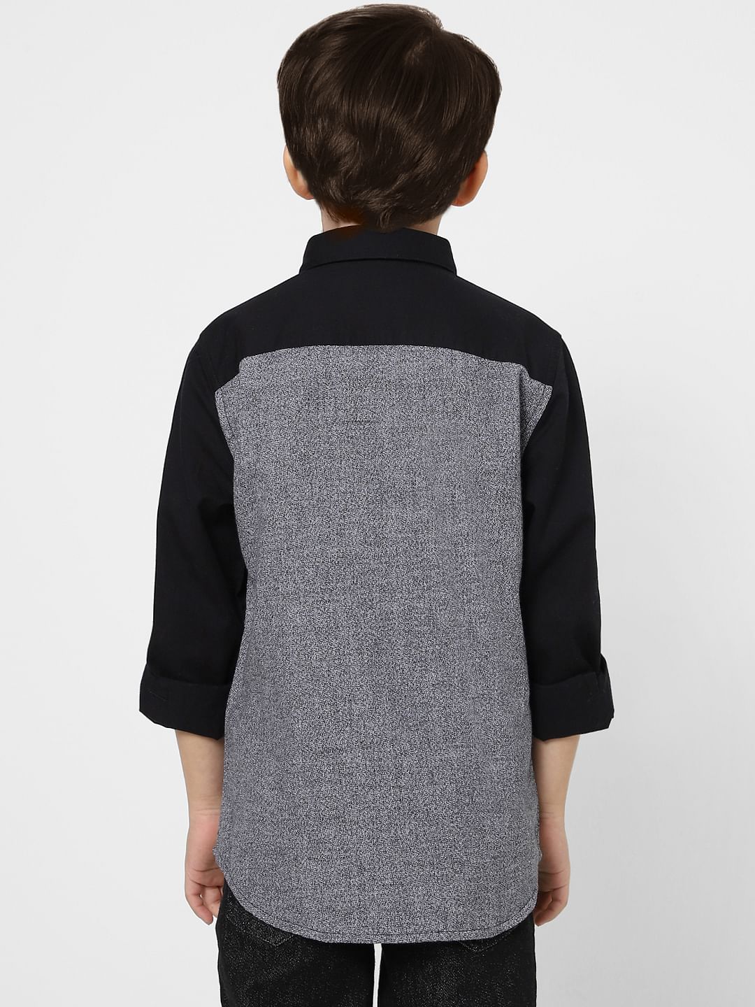 Boys Black & Grey Full Sleeves Shirt