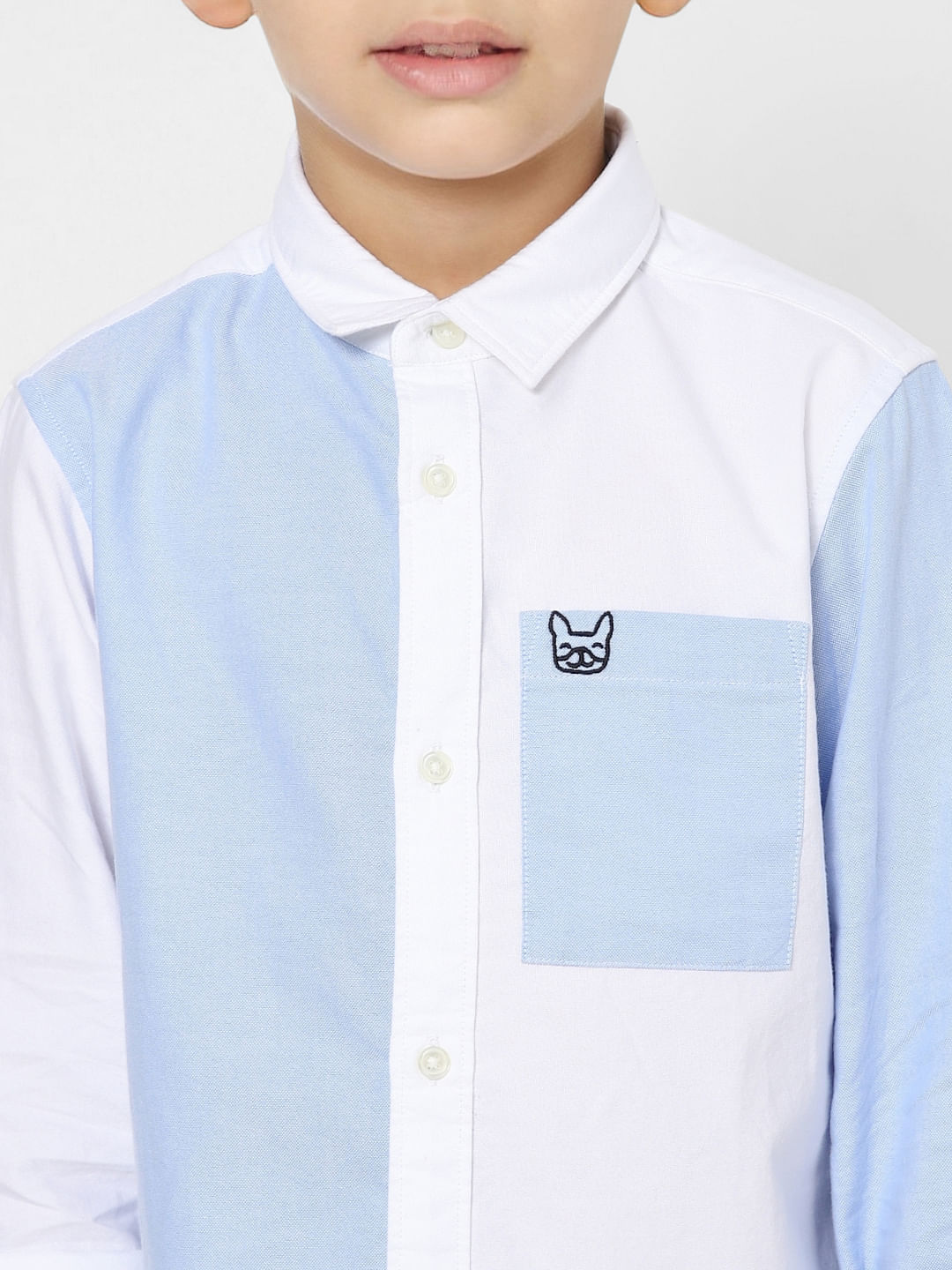 Boys White & Blue Two-toned Full Sleeves Shirt