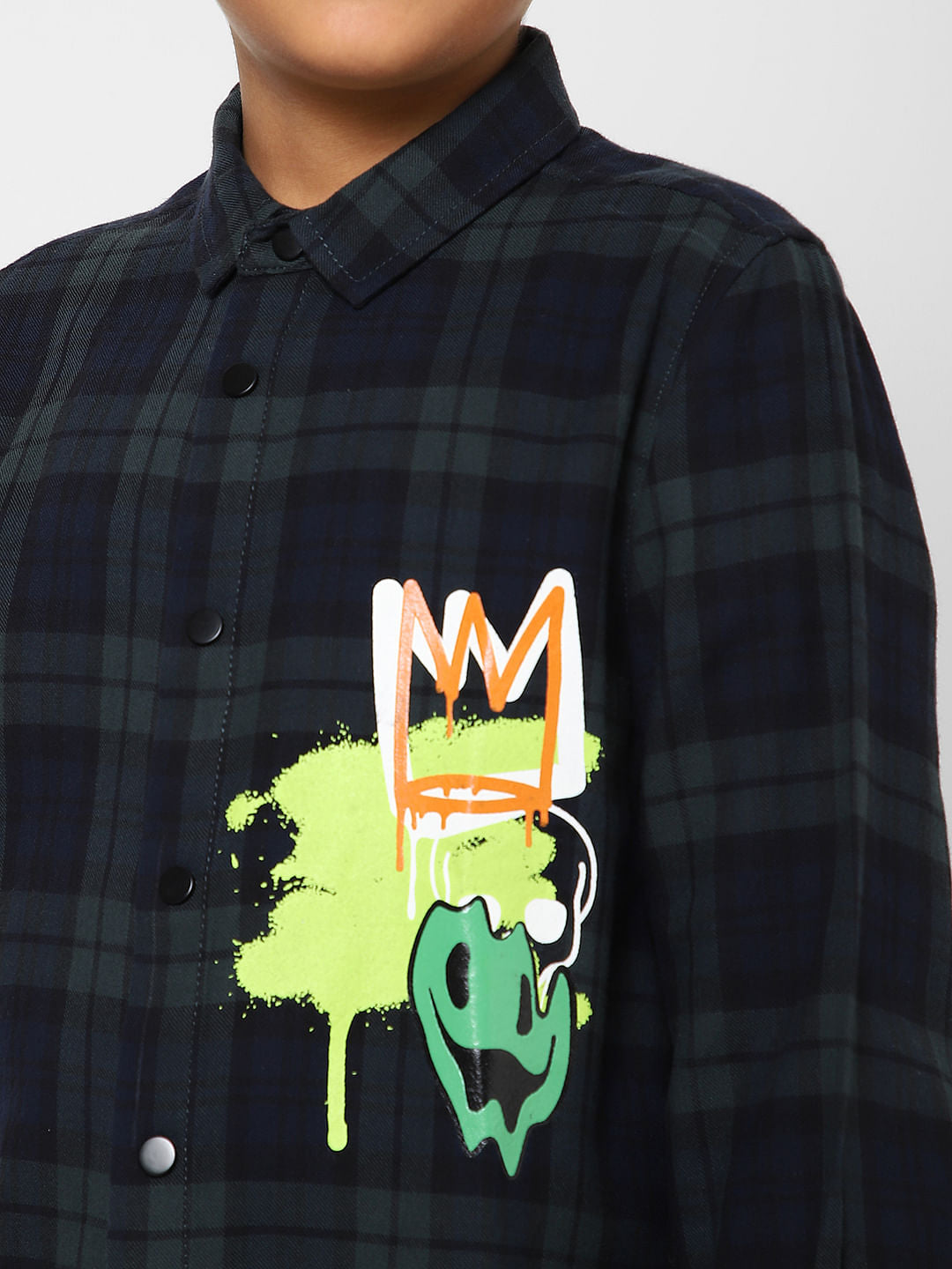 Boys Green Check Full Sleeves Shirt