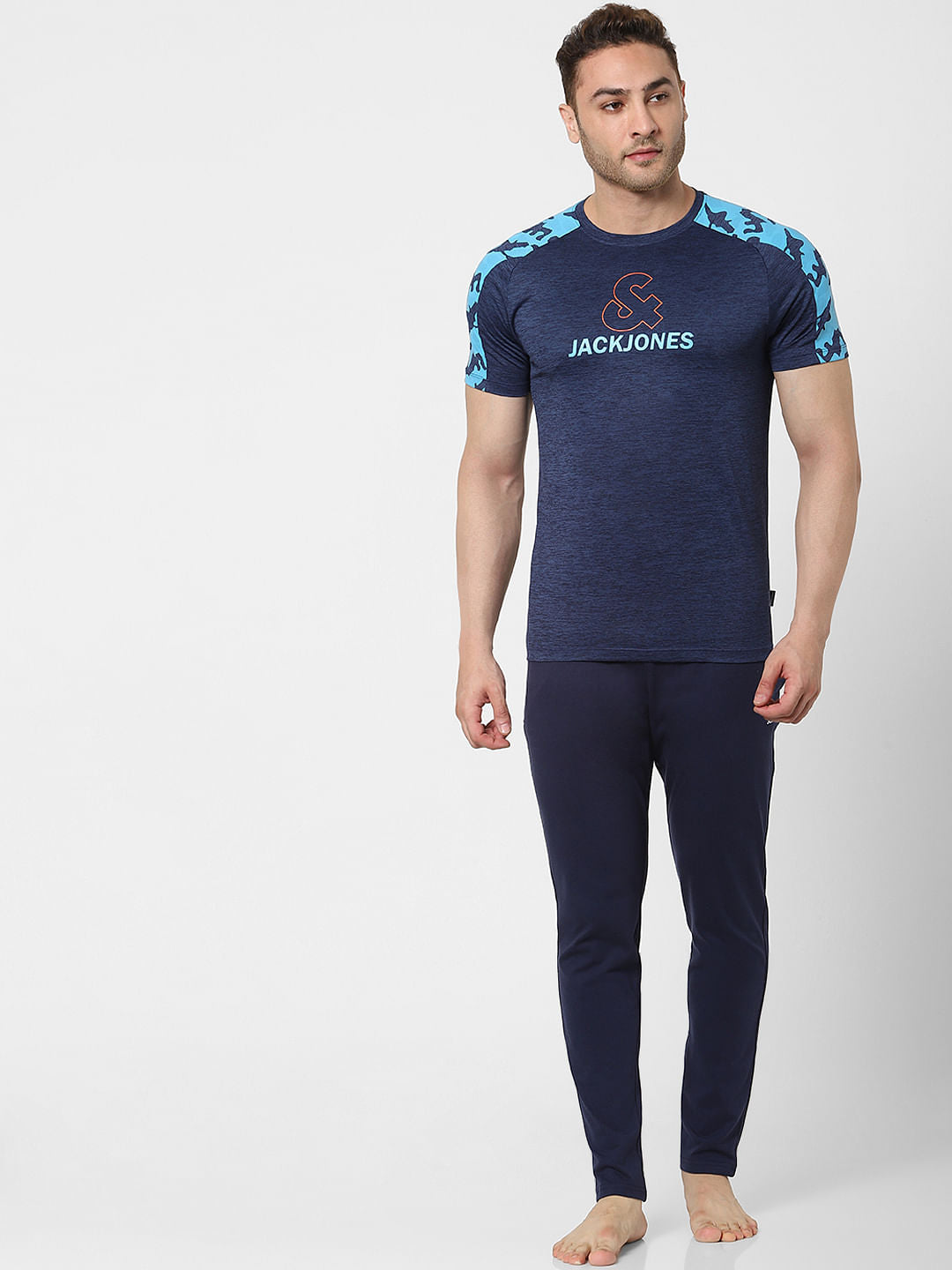 Blue Logo Print Gym T-shirt - S