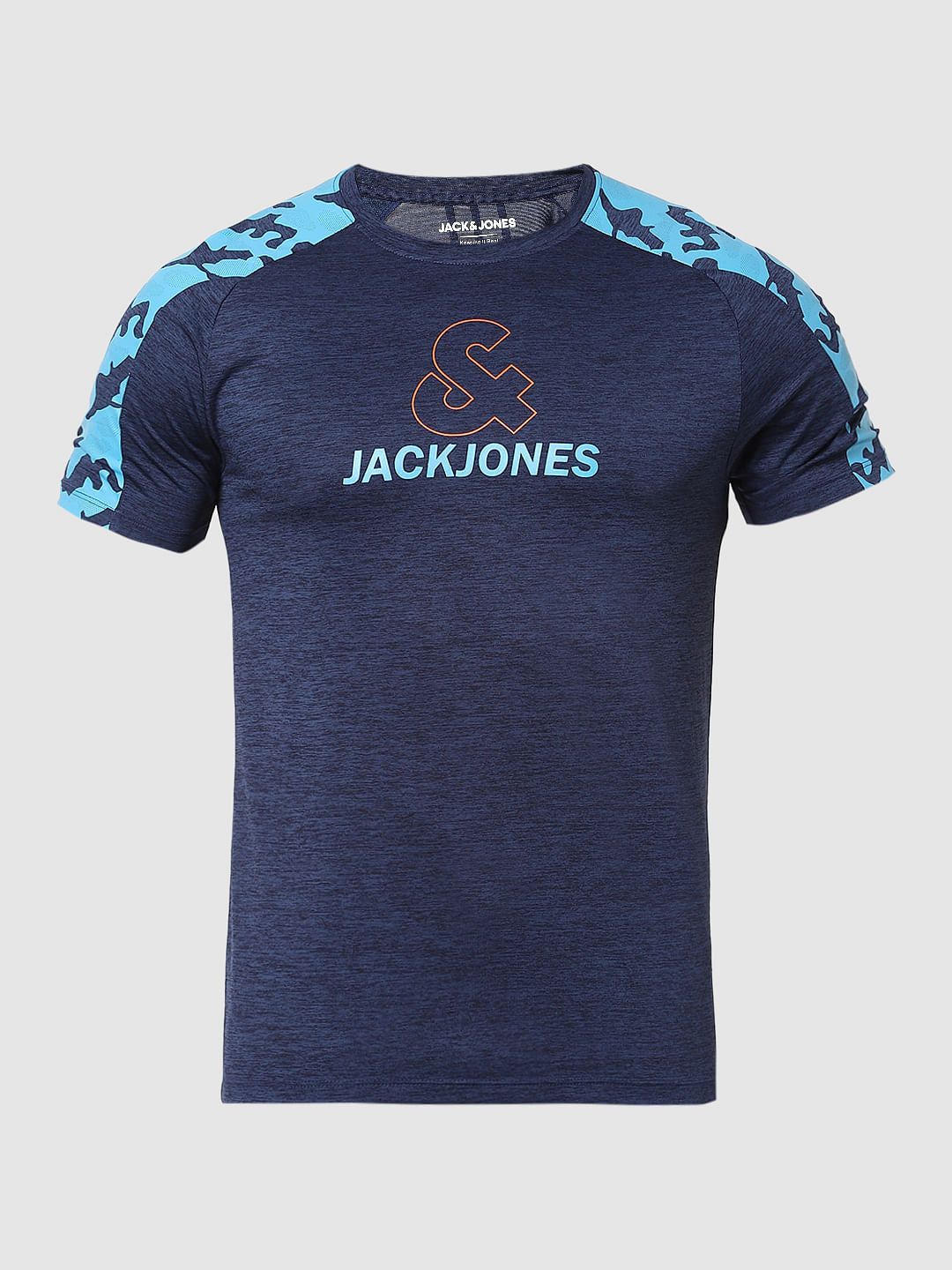 Blue Logo Print Gym T-shirt
