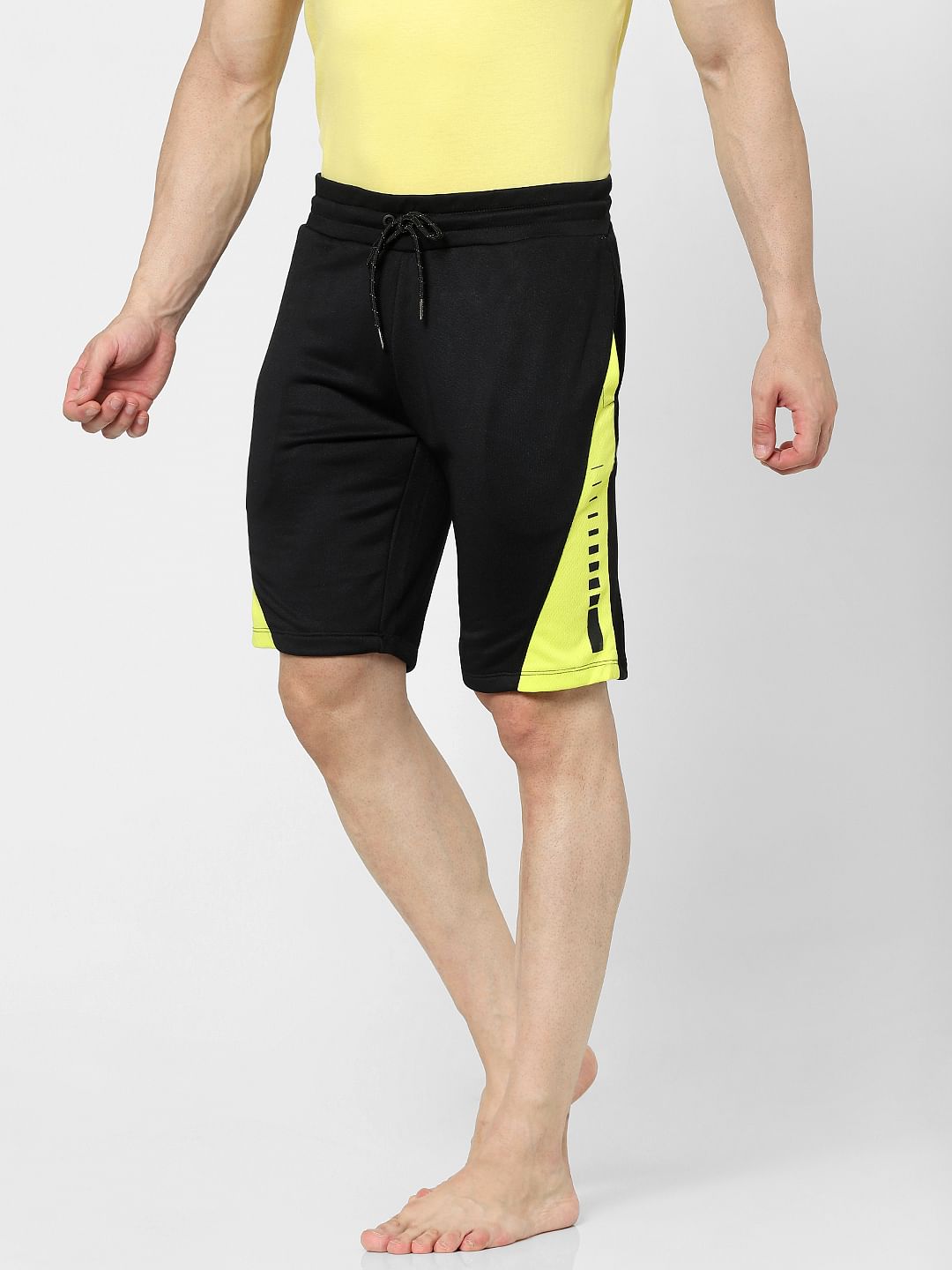Black Colourblocked Gym Shorts