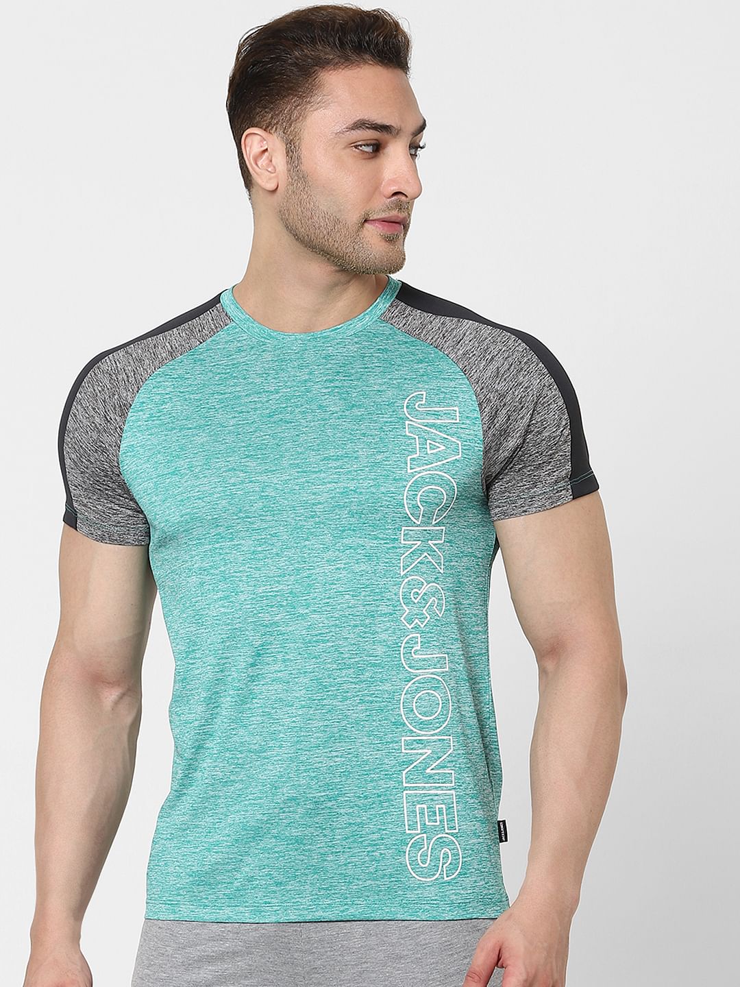 Green Logo Print Gym T-shirt