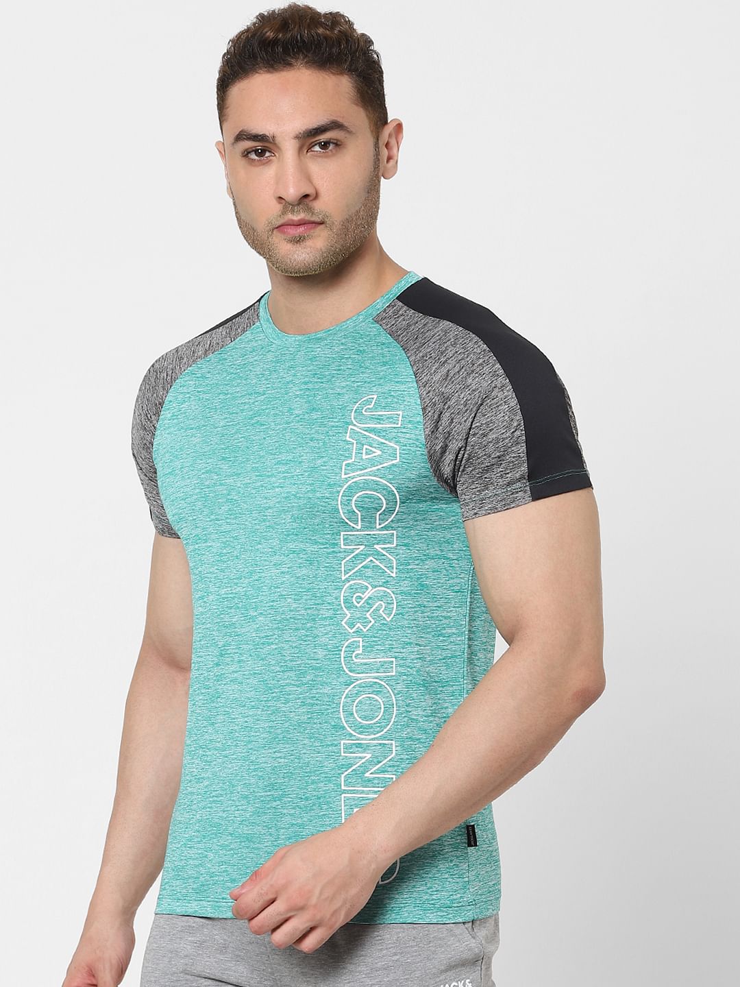 Green Logo Print Gym T-shirt