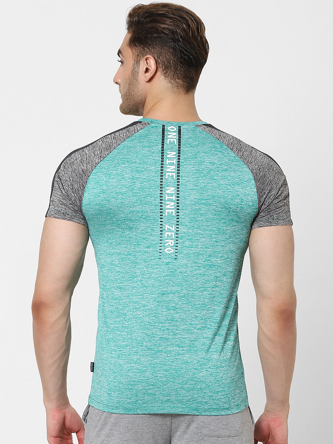 Green Logo Print Gym T-shirt