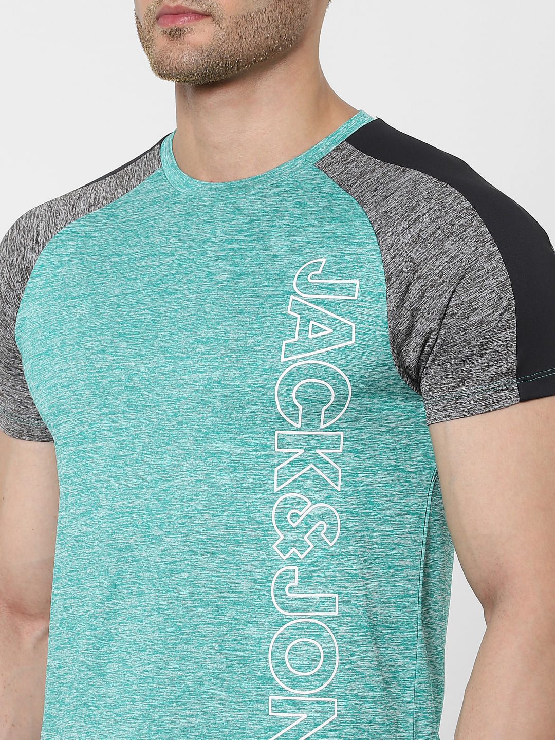 Green Logo Print Gym T-shirt