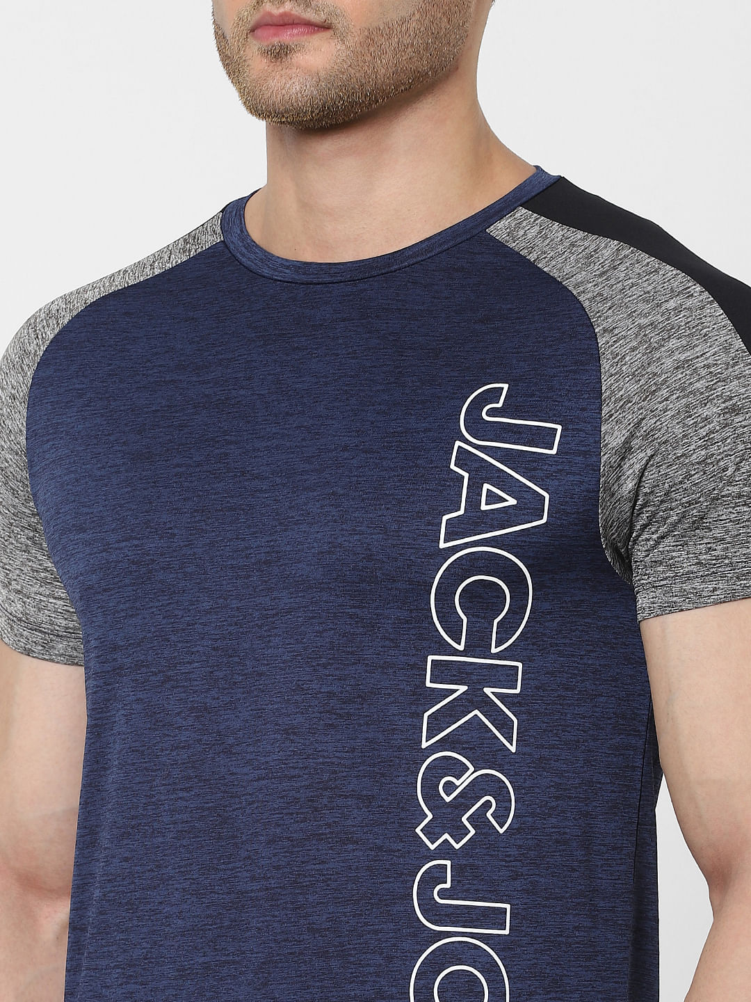 Blue Logo Print Gym T-shirt