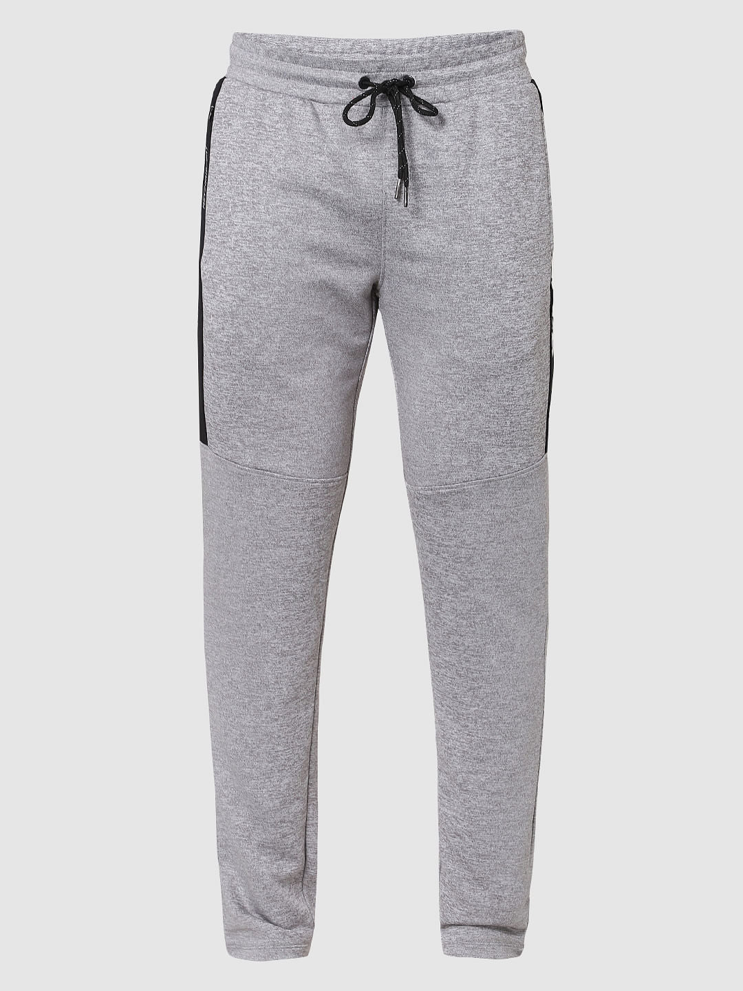 Grey Mid Rise Tape Detail Trackpants