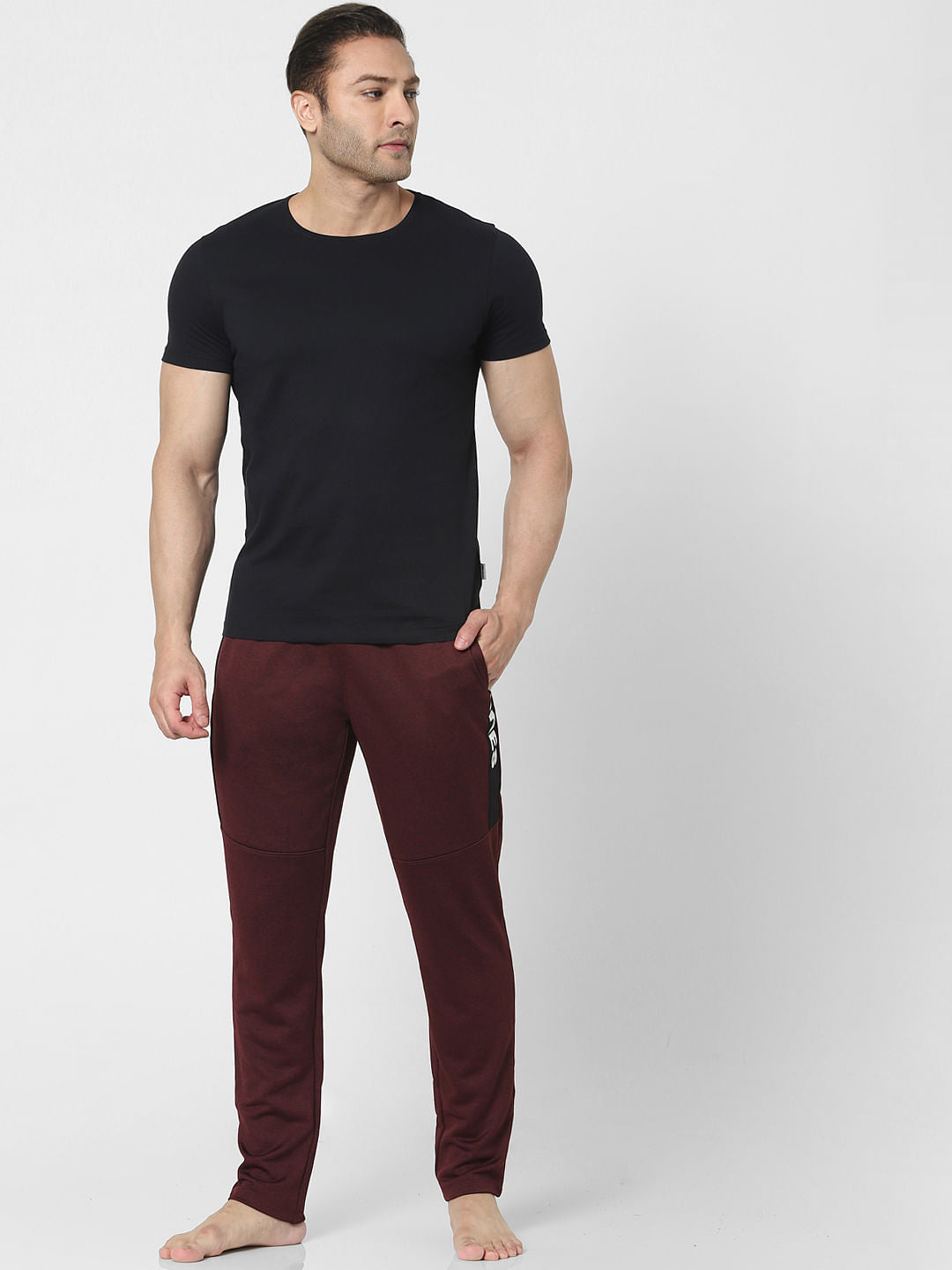 Maroon Mid Rise Trackpants