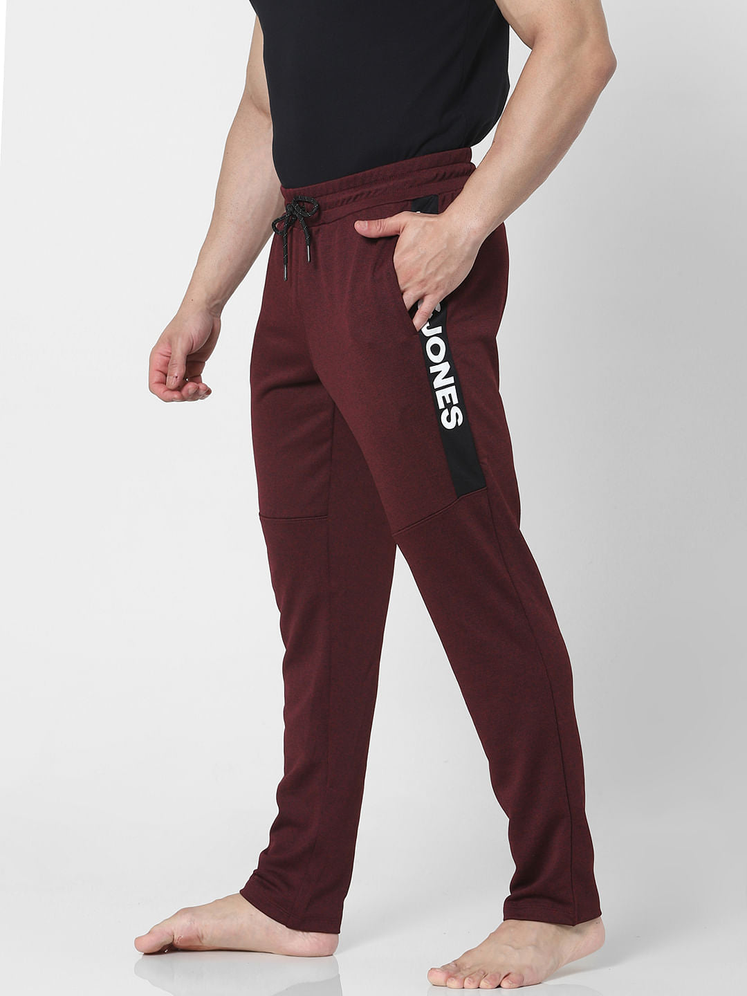 Maroon Mid Rise Trackpants