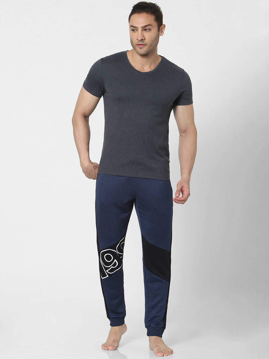 Blue Mid Rise Trackpants