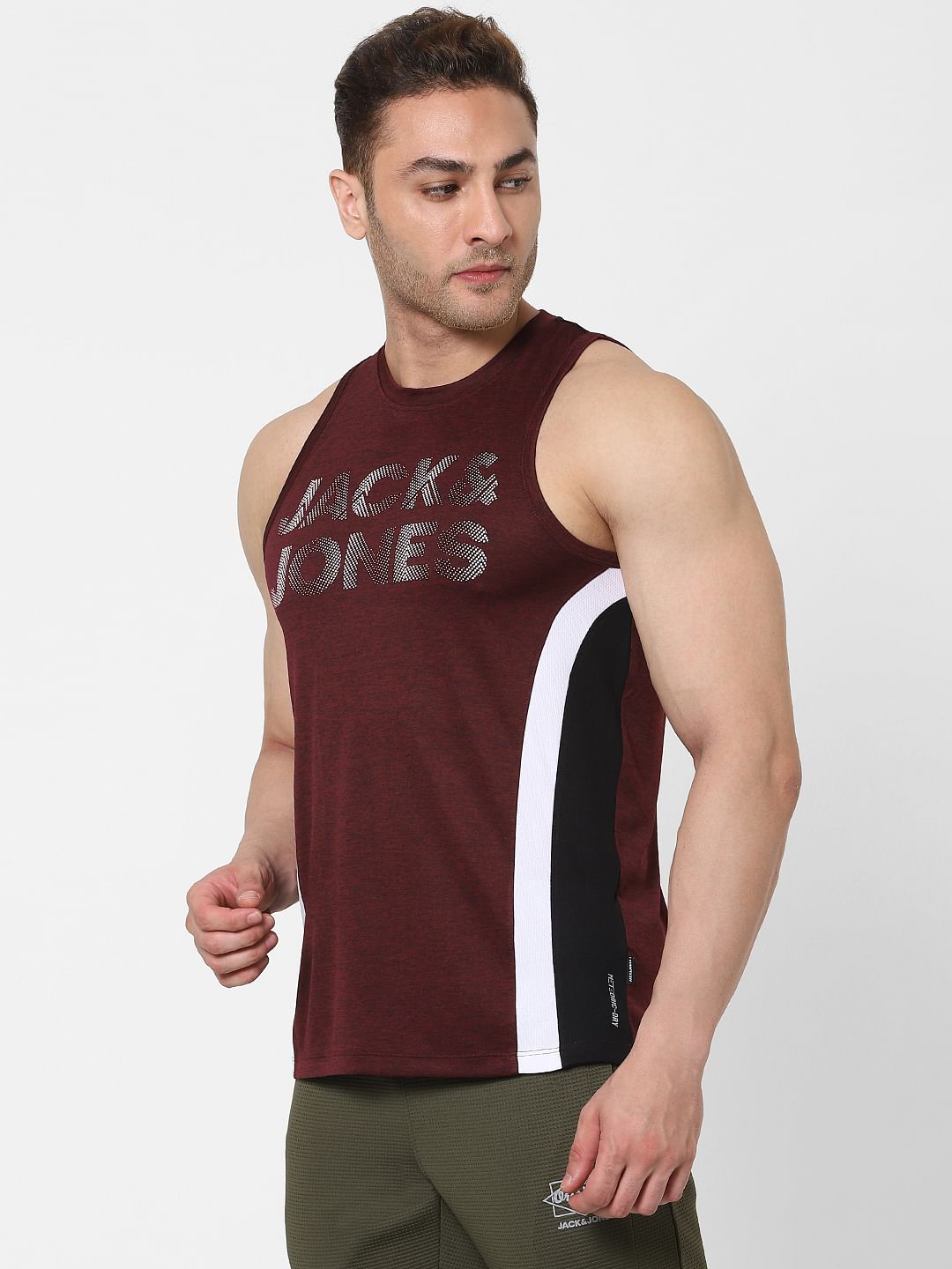 Maroon Logo Print Vest