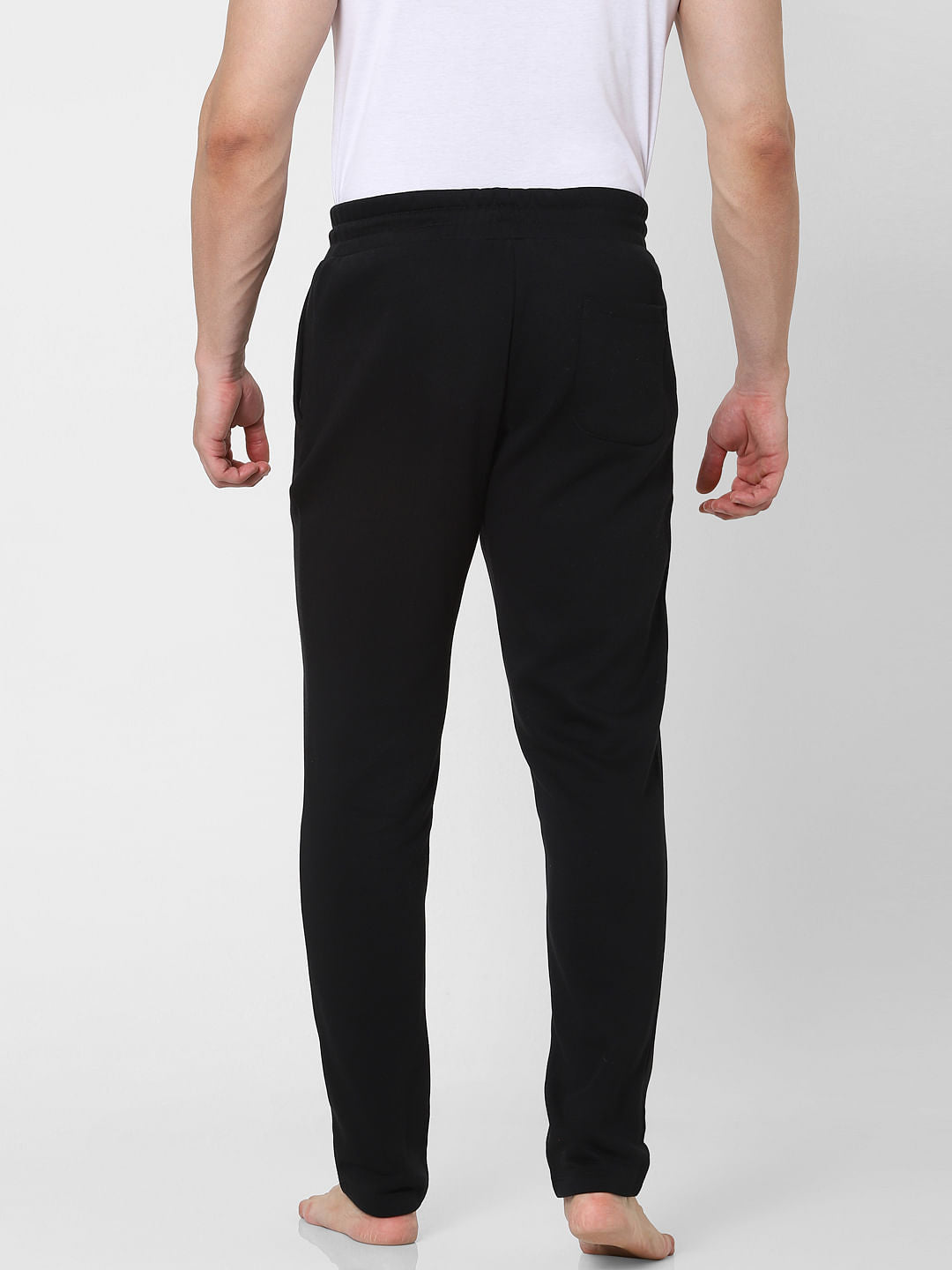 JACK & JONES Black Mid Rise Drawstring Trackpants