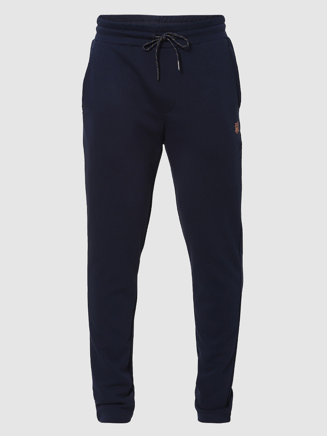 JACK & JONES Navy Blue Mid Rise Drawstring Trackpants