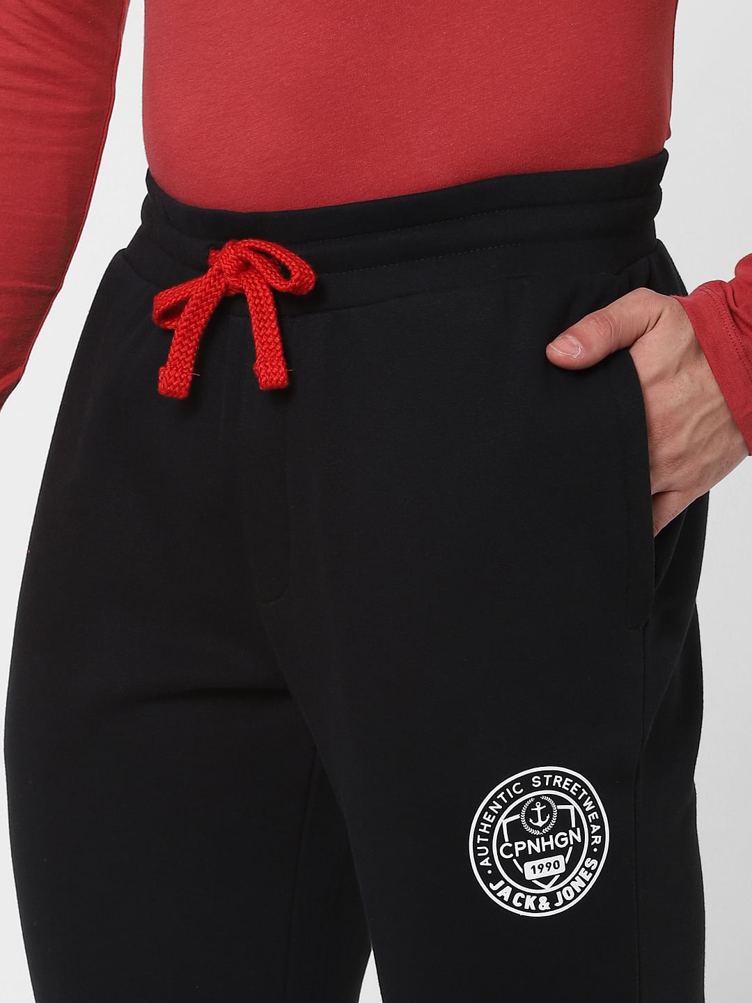 Black Mid Rise Trackpants