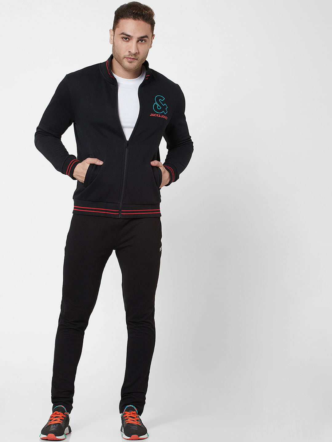 Black Logo Print Zip Up Sweatshirt - S