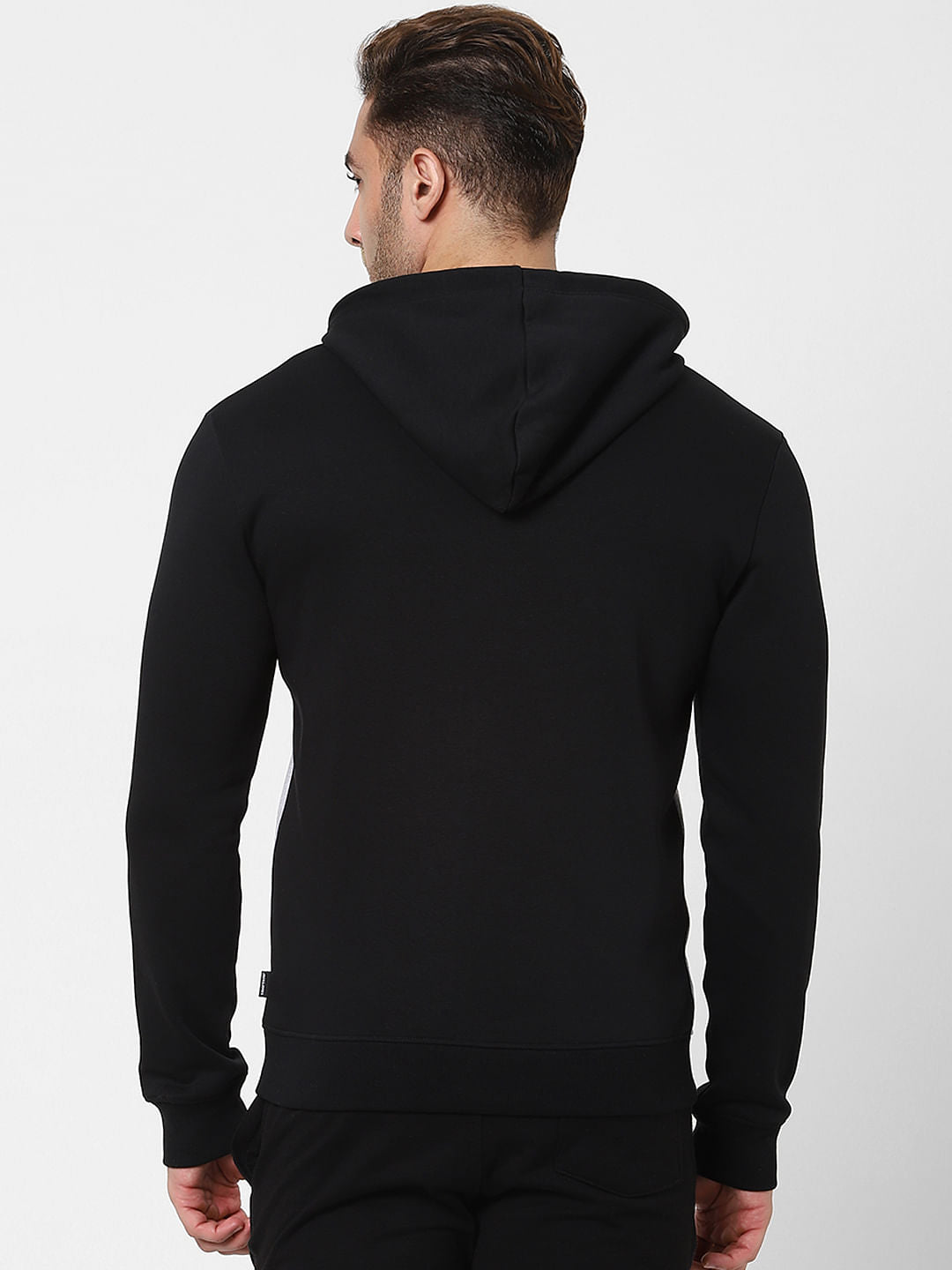 Grey Colourblocked Hooded Sweatshirt