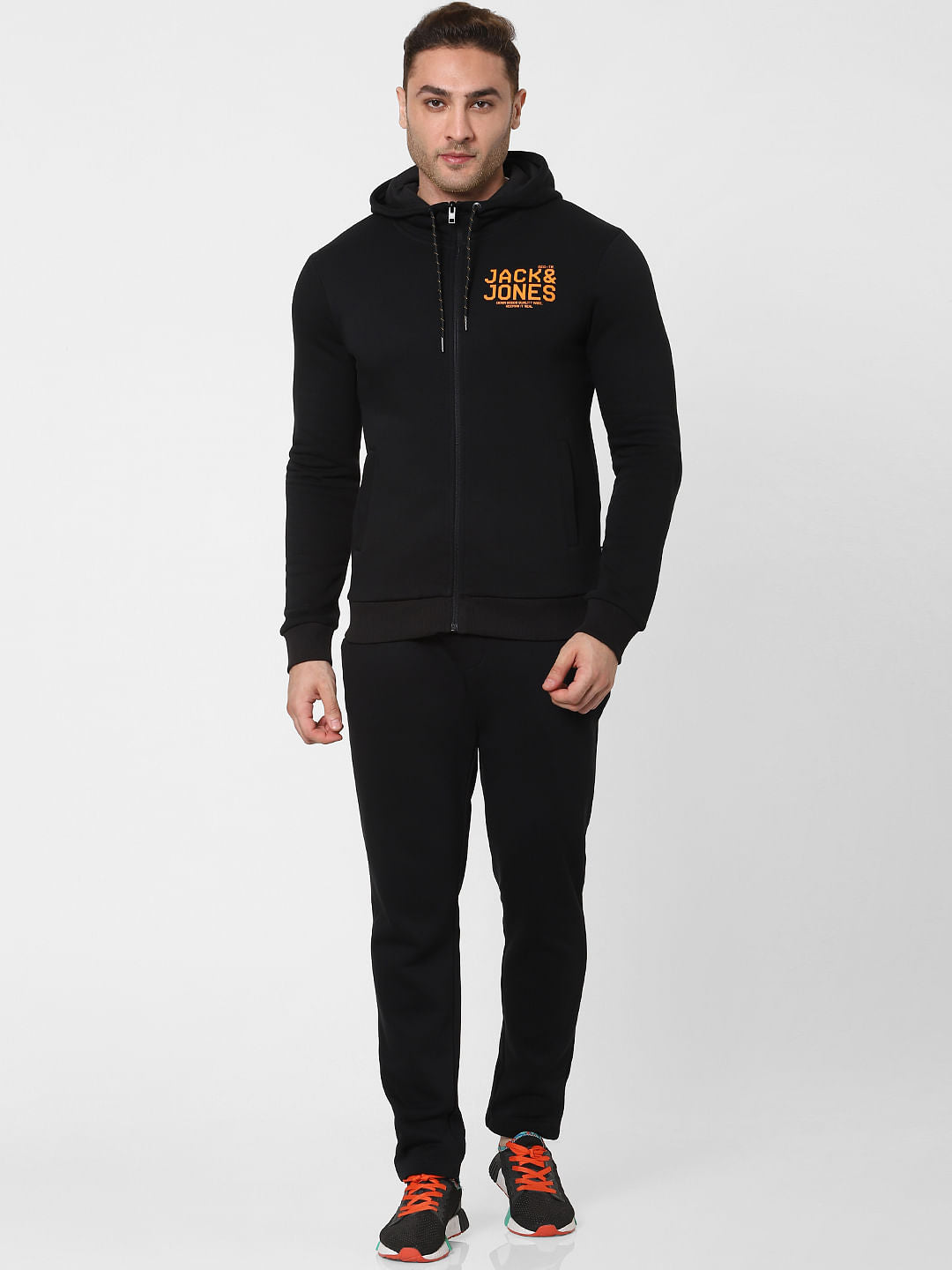 Black Logo Print Hooded Sweatshirt - S