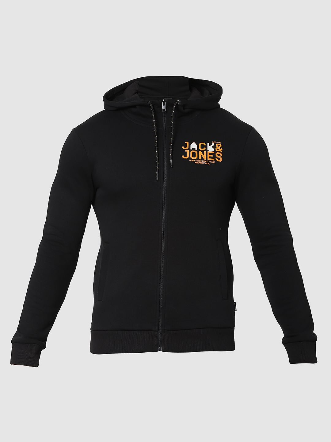 Black Logo Print Hooded Sweatshirt