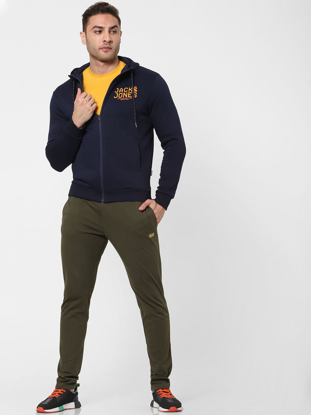 Blue Logo Print Hooded Sweatshirt