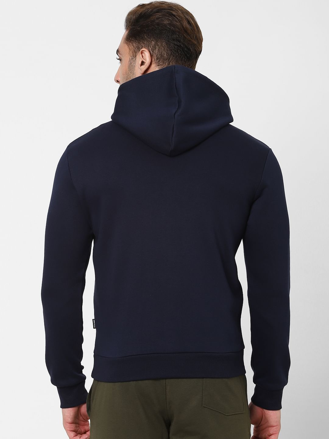 Blue Logo Print Hooded Sweatshirt
