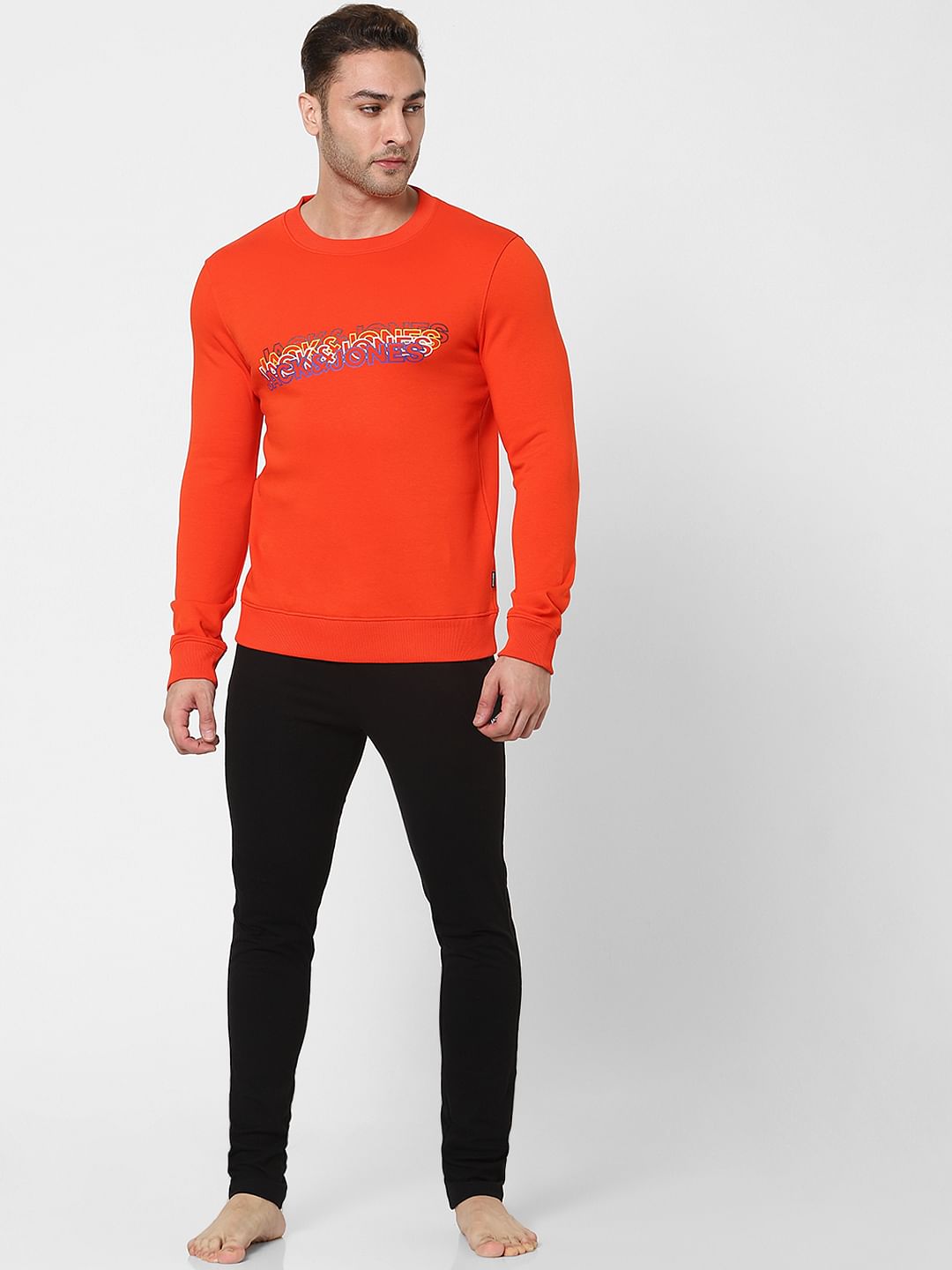 Orange Logo Print Sweatshirt - S